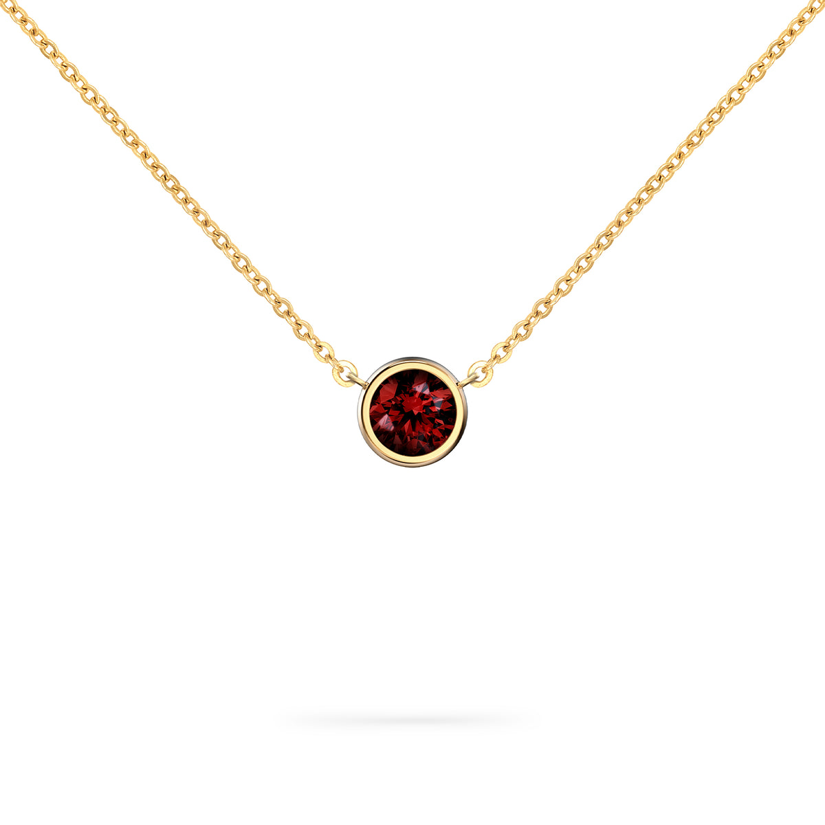 Jamestown Garnet Solitaire Necklace in 14k Gold (January)