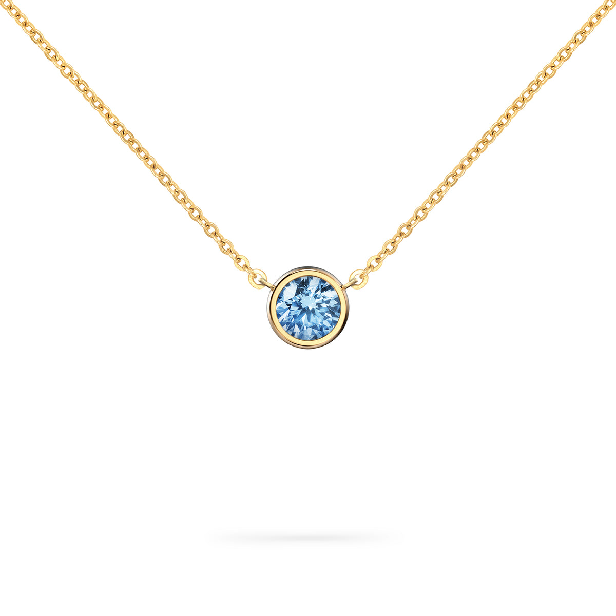 Jamestown Aquamarine Solitaire Necklace in 14k Gold (March)
