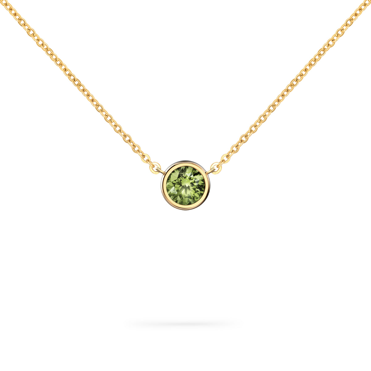 Jamestown Peridot Solitaire Necklace in 14k Gold (August)