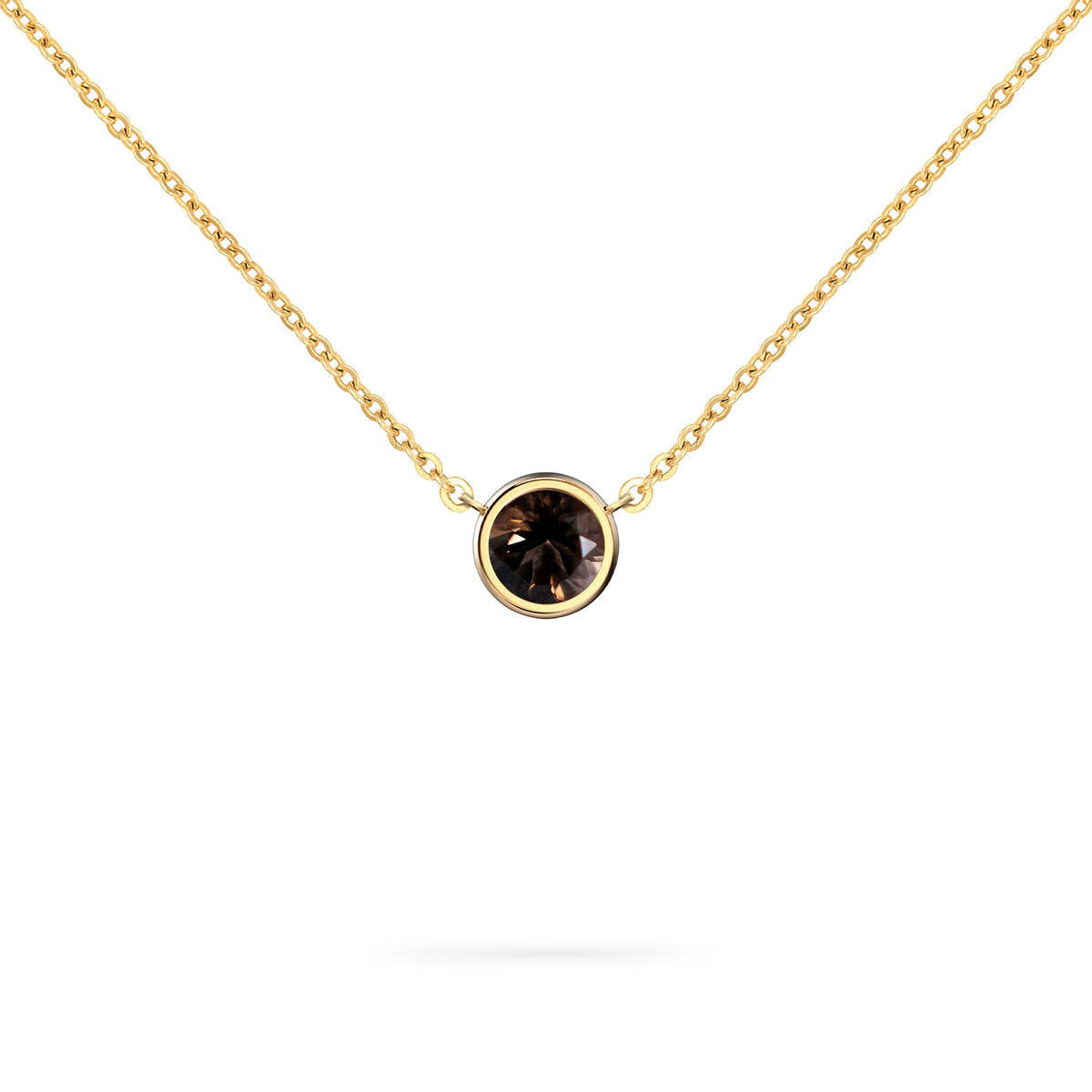 Jamestown Smoky Quartz Solitaire Necklace in 14k Gold (November)