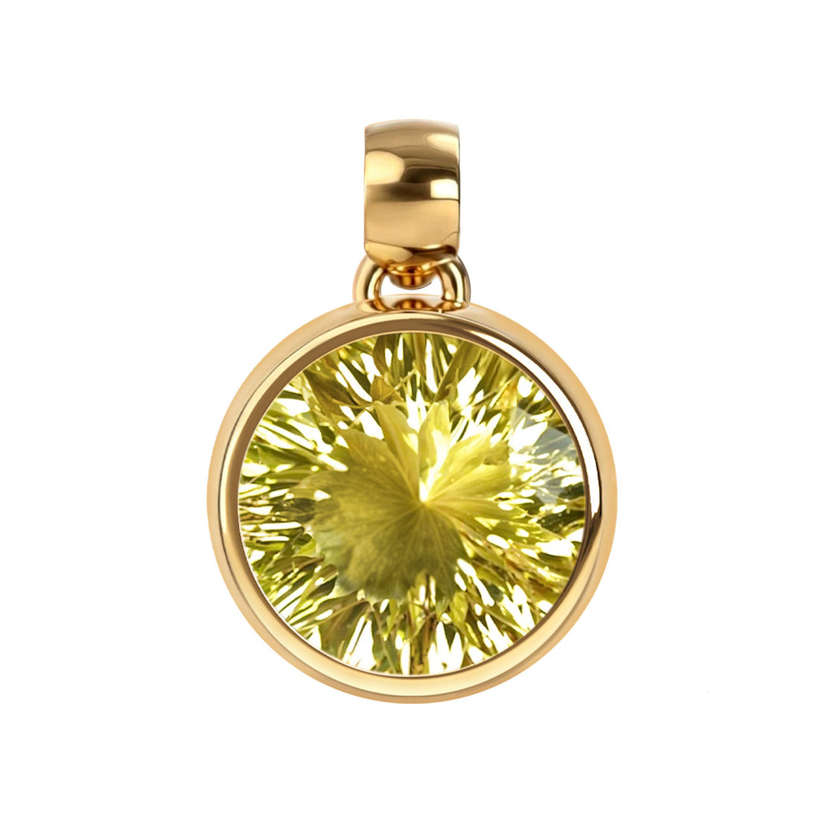 Jamestown Lemon Verbena Quartz Pendant in 14k Gold (August)