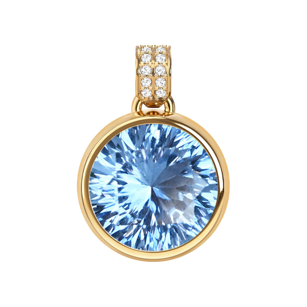 Jamestown Aquamarine Pendant with Diamond Bail in 14k Gold (March)