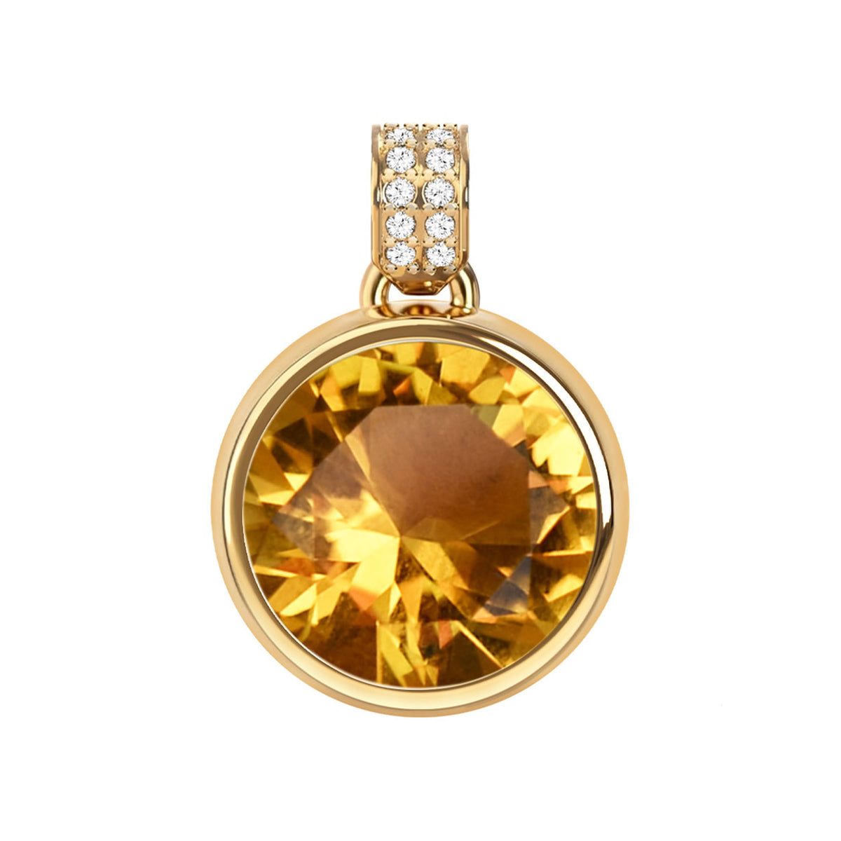 Jamestown Citrine Pendant with Diamond Bail in 14k Gold (November)
