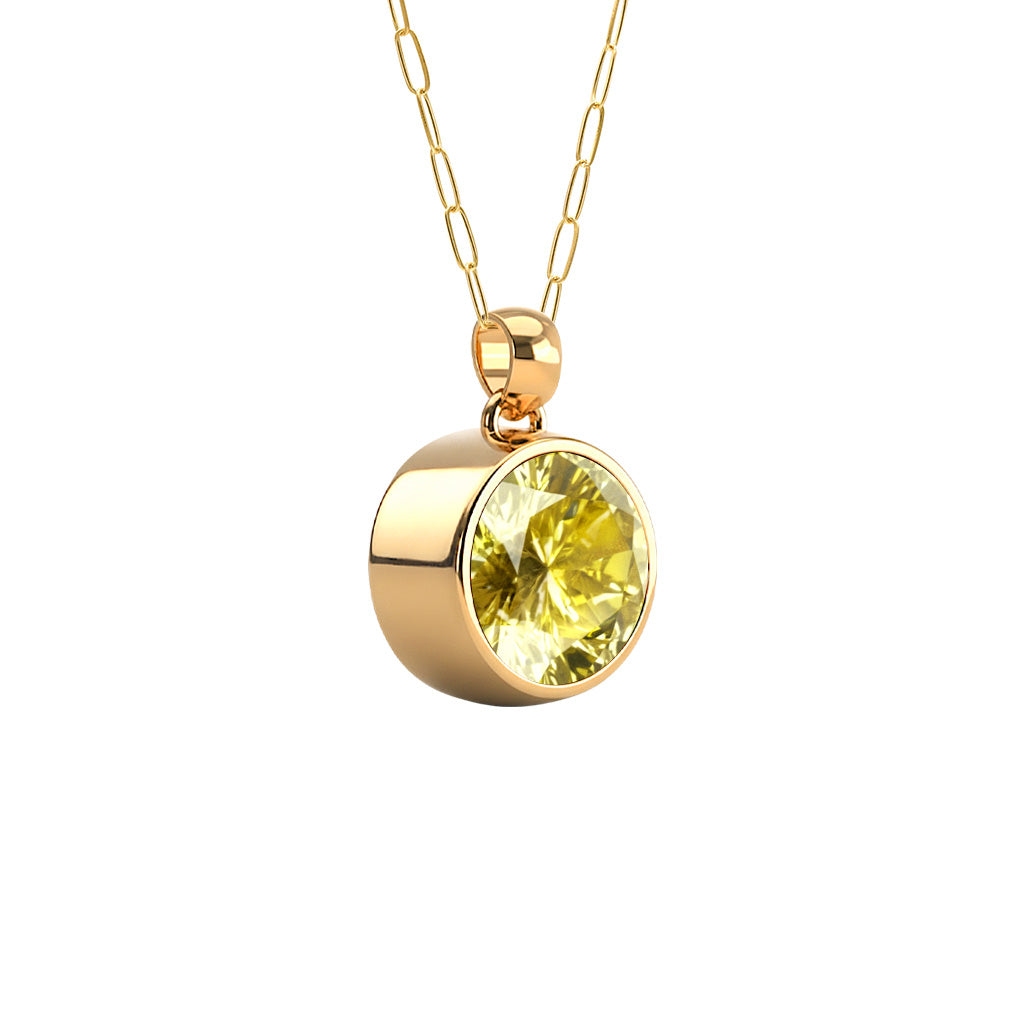 Jamestown Lemon Verbena Quartz Pendant in 14k Gold (August)