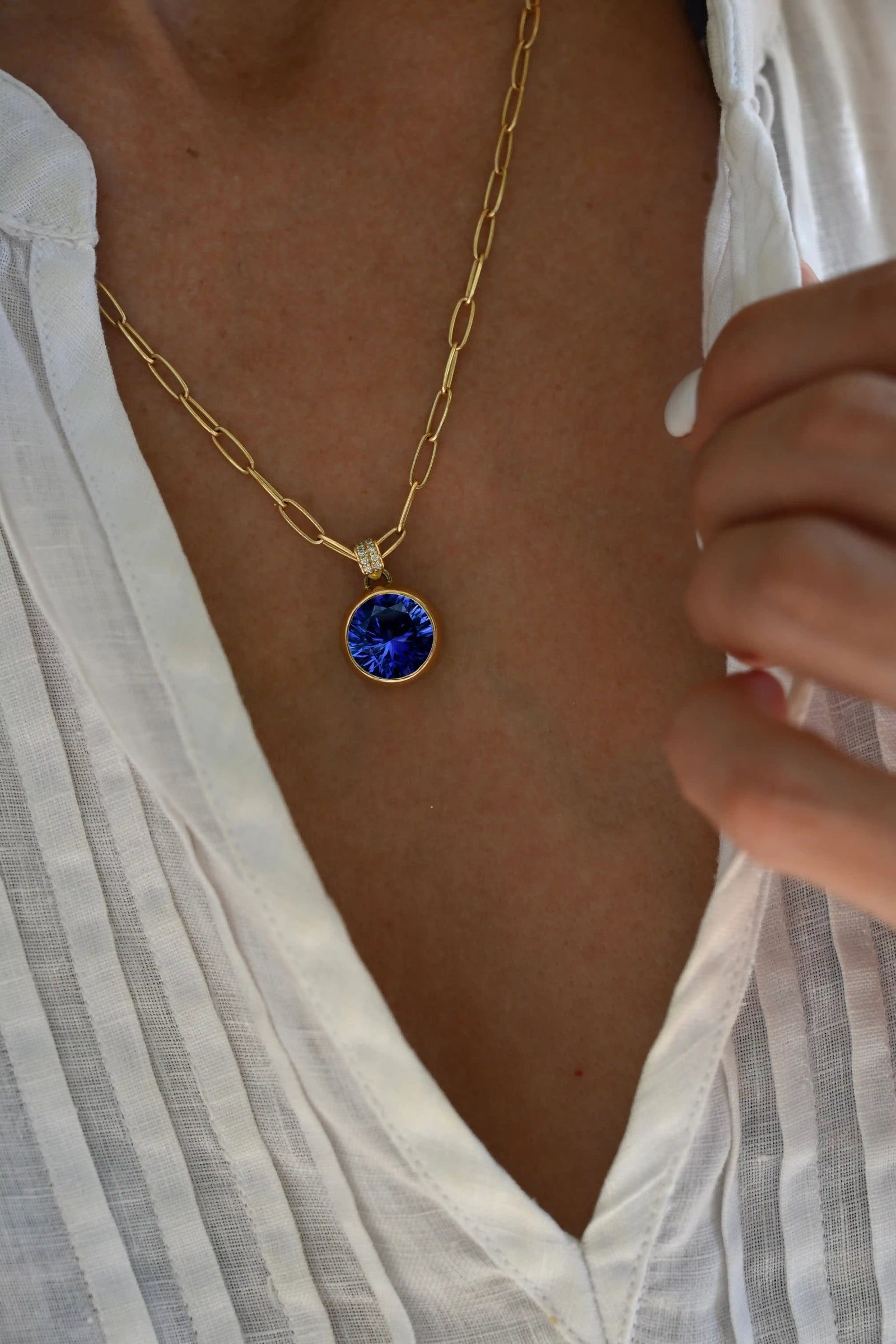 Jamestown Birthstone Pendant with Diamond Bail in 14k Gold