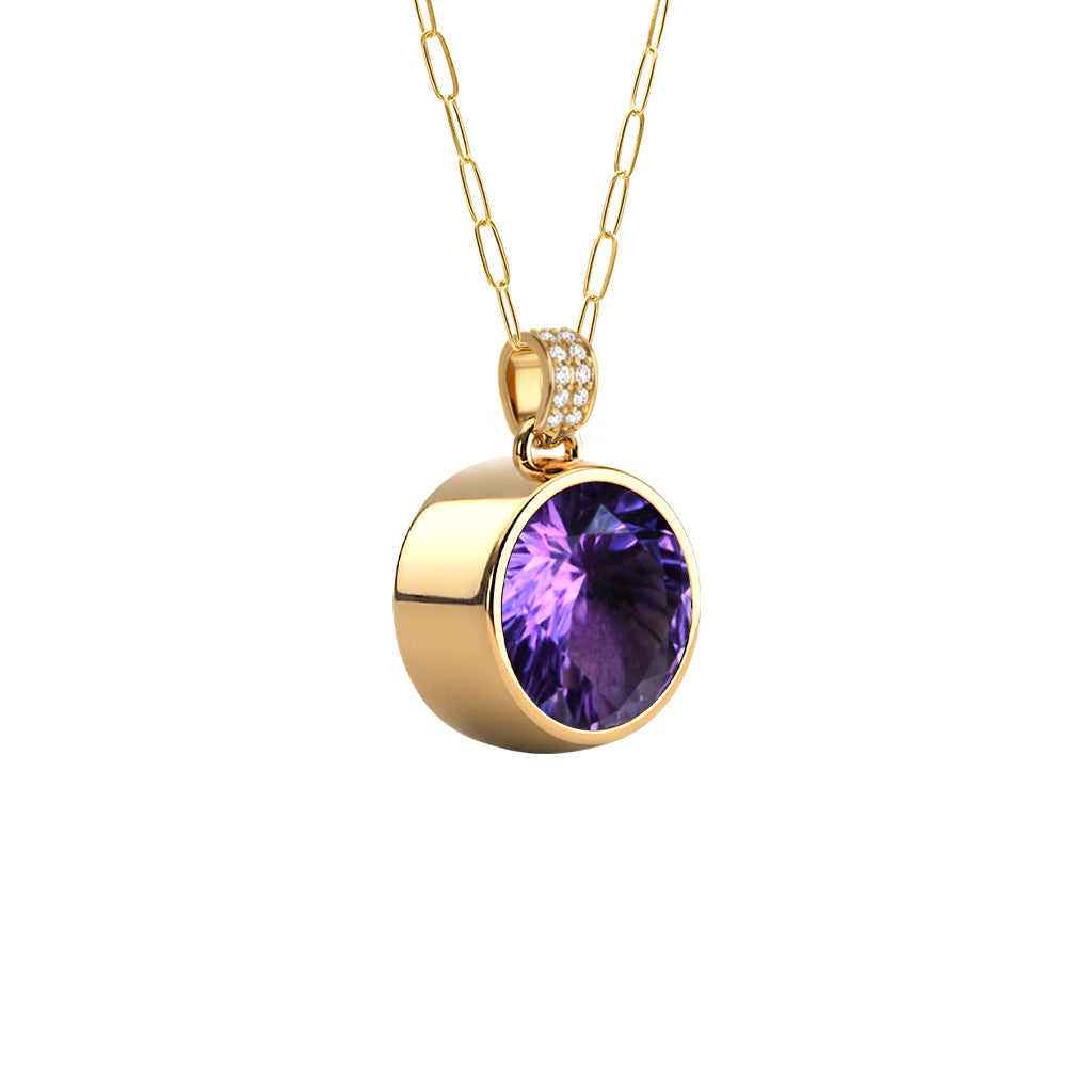 Jamestown Amethyst Pendant with Diamond Bail in 14k Gold (February)
