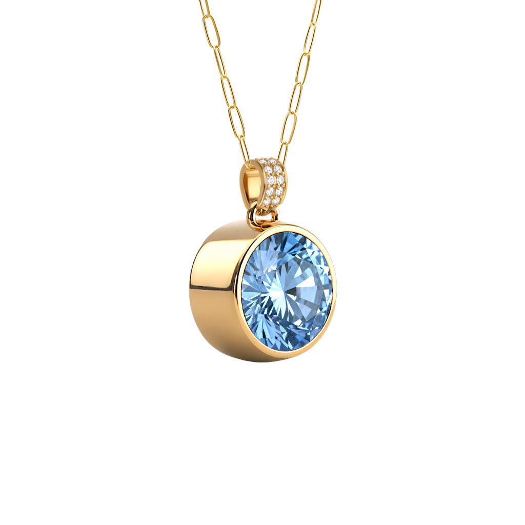 Jamestown Aquamarine Pendant with Diamond Bail in 14k Gold (March)