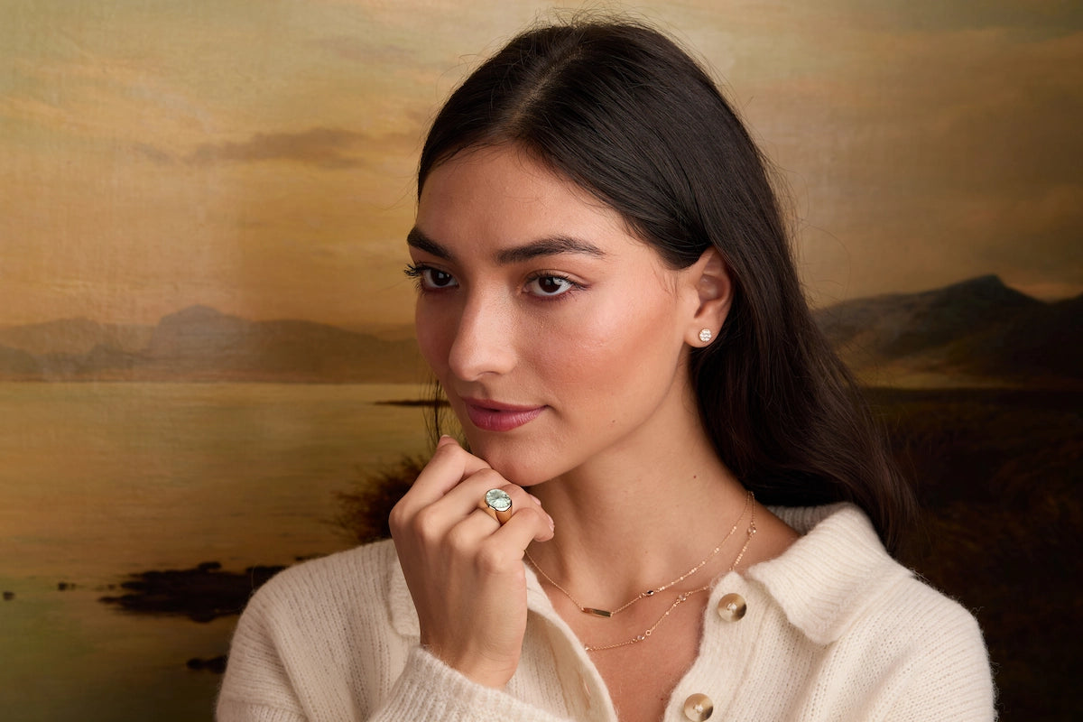 Jamestown Green Amethyst Ring in 14k Gold (February)