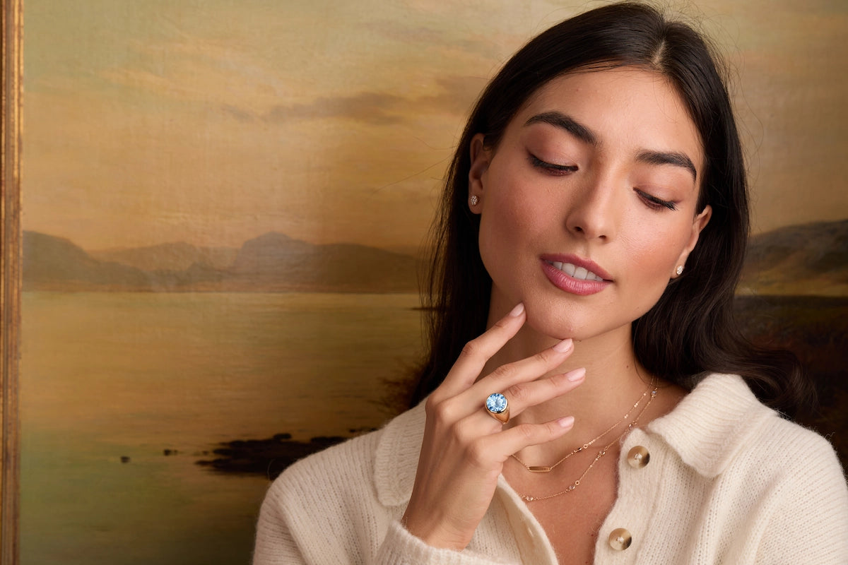 Jamestown Aquamarine Ring in 14k Gold (March)