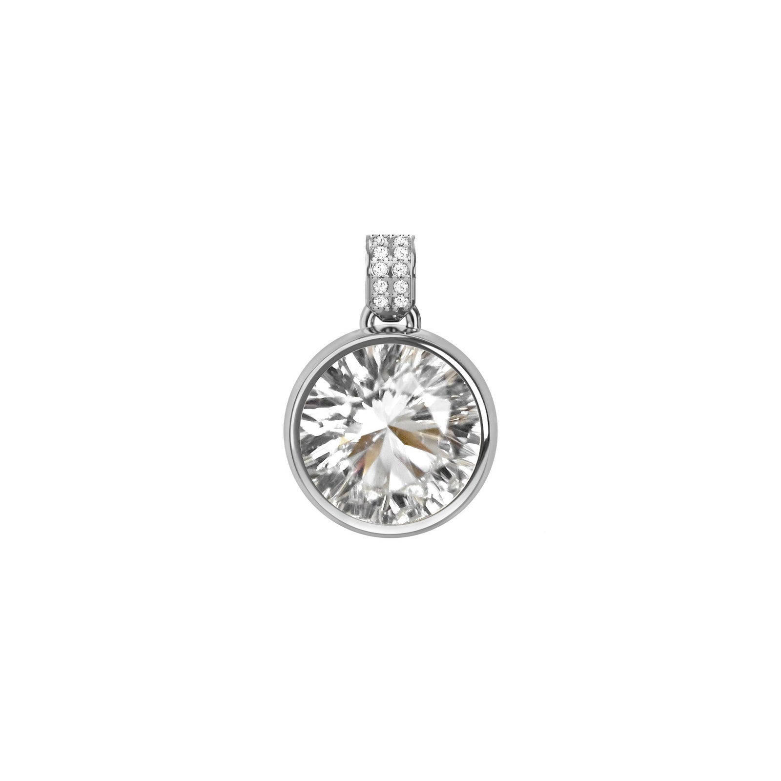 Jamestown White Topaz Pendant with Diamond Bail in 14k Gold (April)