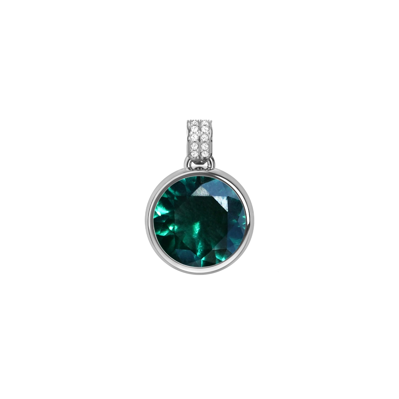 Jamestown Emerald Pendant with Diamond Bail in 14k Gold (May)