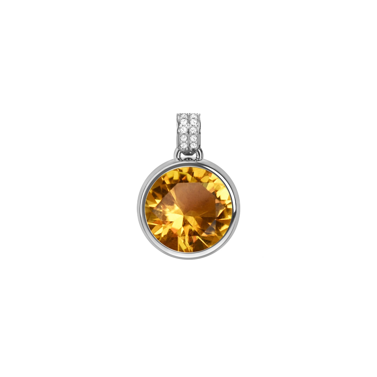 Jamestown Citrine Pendant with Diamond Bail in 14k Gold (November)