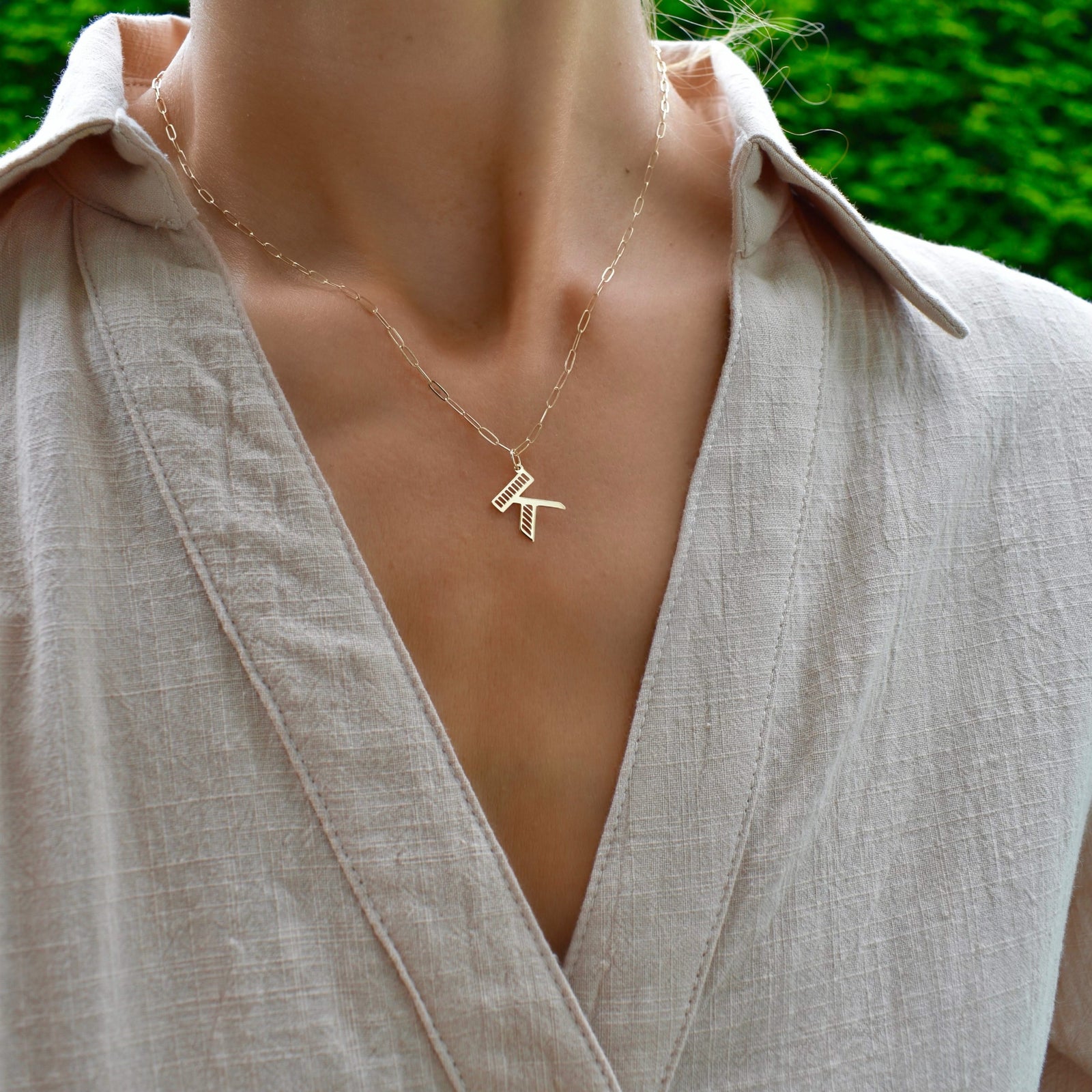 Essex Letter K Pendant in 14k Gold