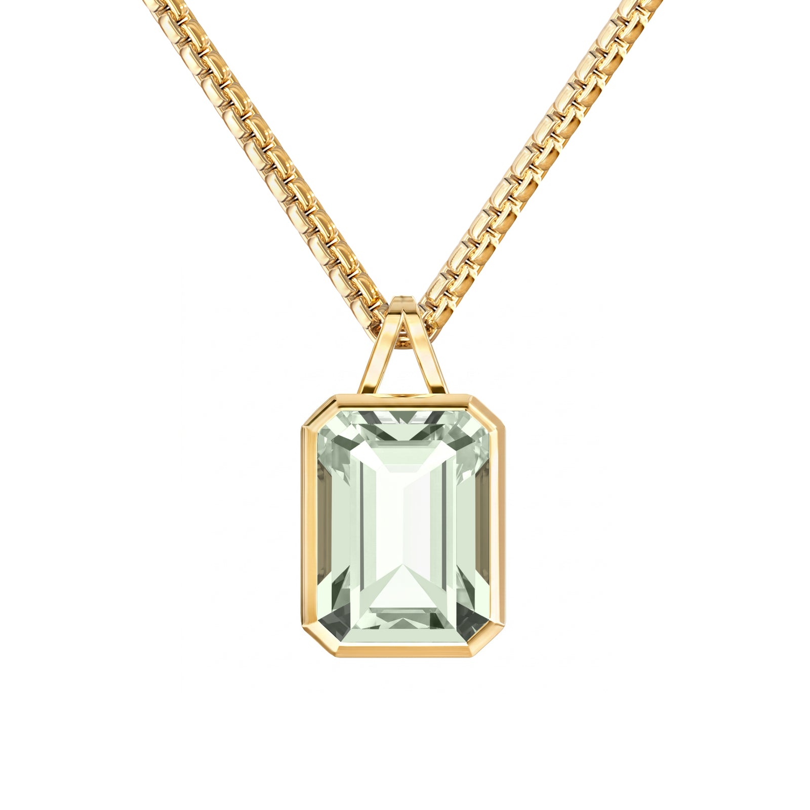 Large Warren Green Amethyst Pendant in 14k Gold (February)