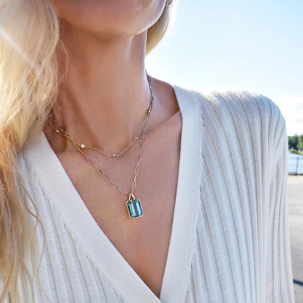 Large Warren Green Amethyst Pendant in 14k Gold (February)