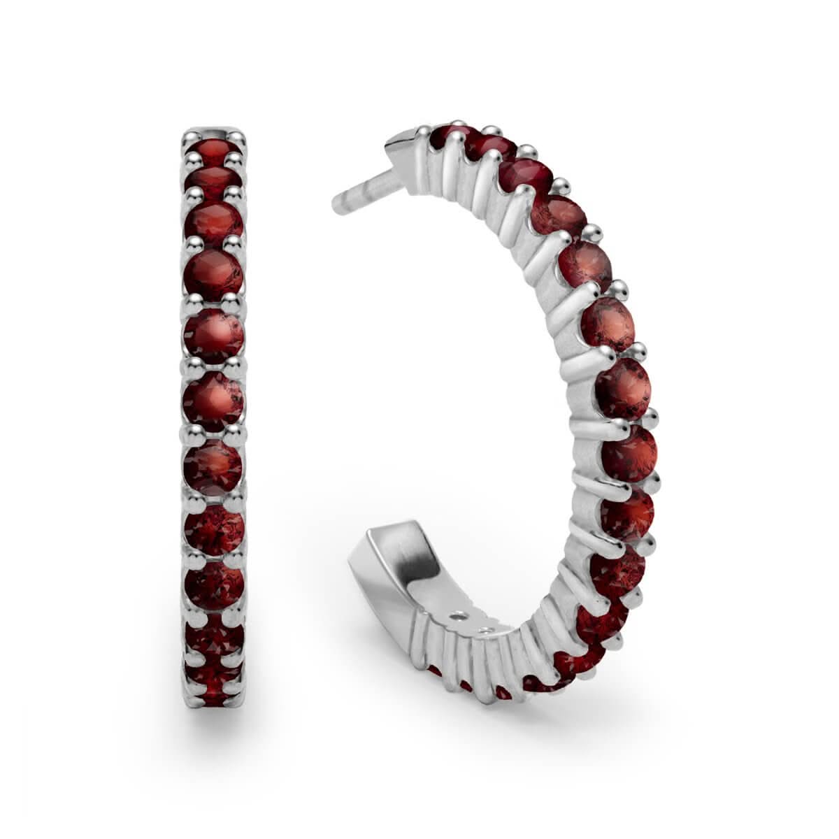 Rosecliff Garnet Hoop Earrings in 14k Gold (January)