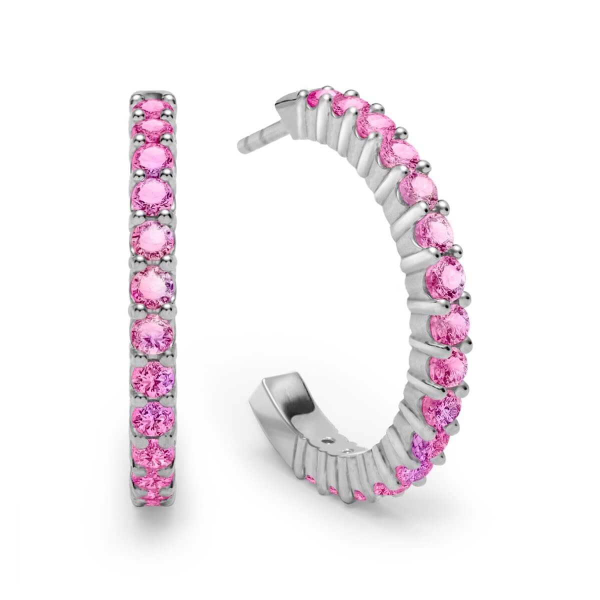 Rosecliff Pink Sapphire Hoop Earrings in 14k Gold (October)