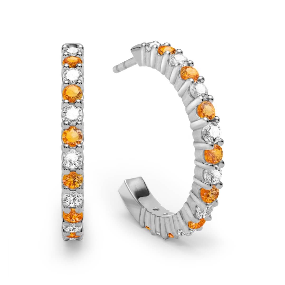 Rosecliff Diamond & Citrine Hoop Earrings in 14k Gold (November)