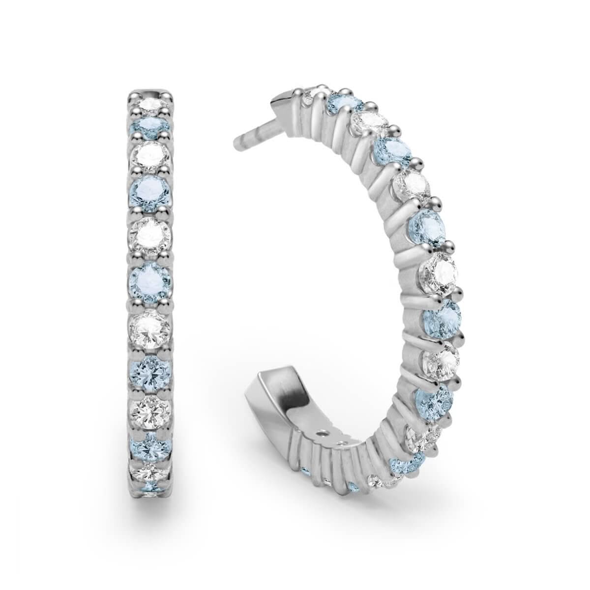 Rosecliff Diamond & Nantucket Blue Topaz Hoop Earrings in 14k Gold (December)