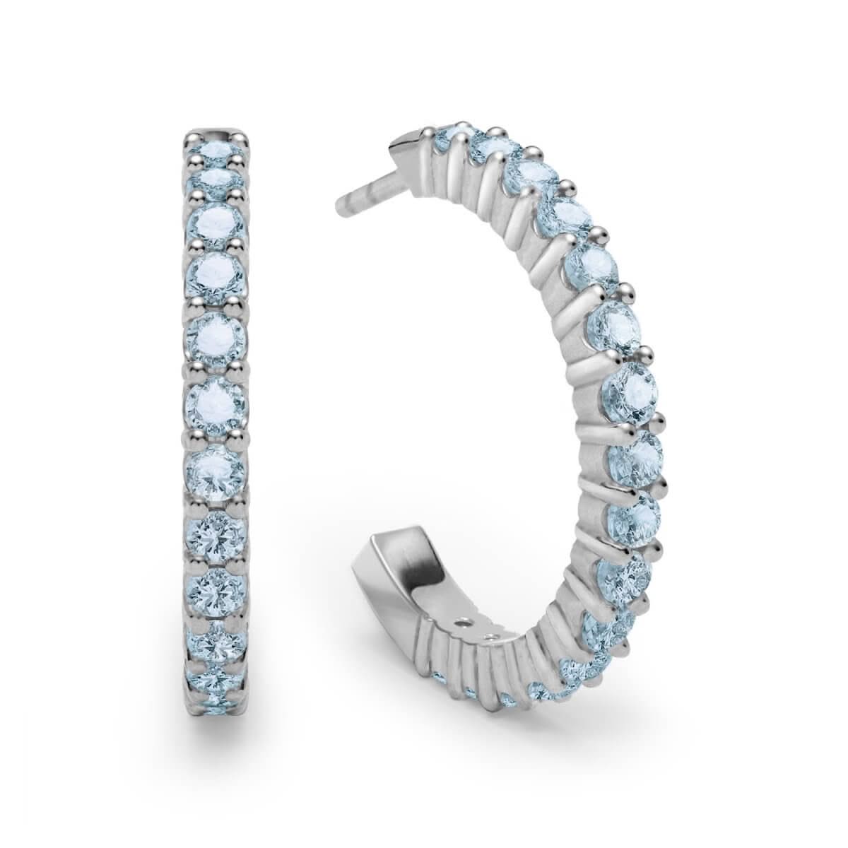 Rosecliff Nantucket Blue Topaz Hoop Earrings in 14k Gold (December)