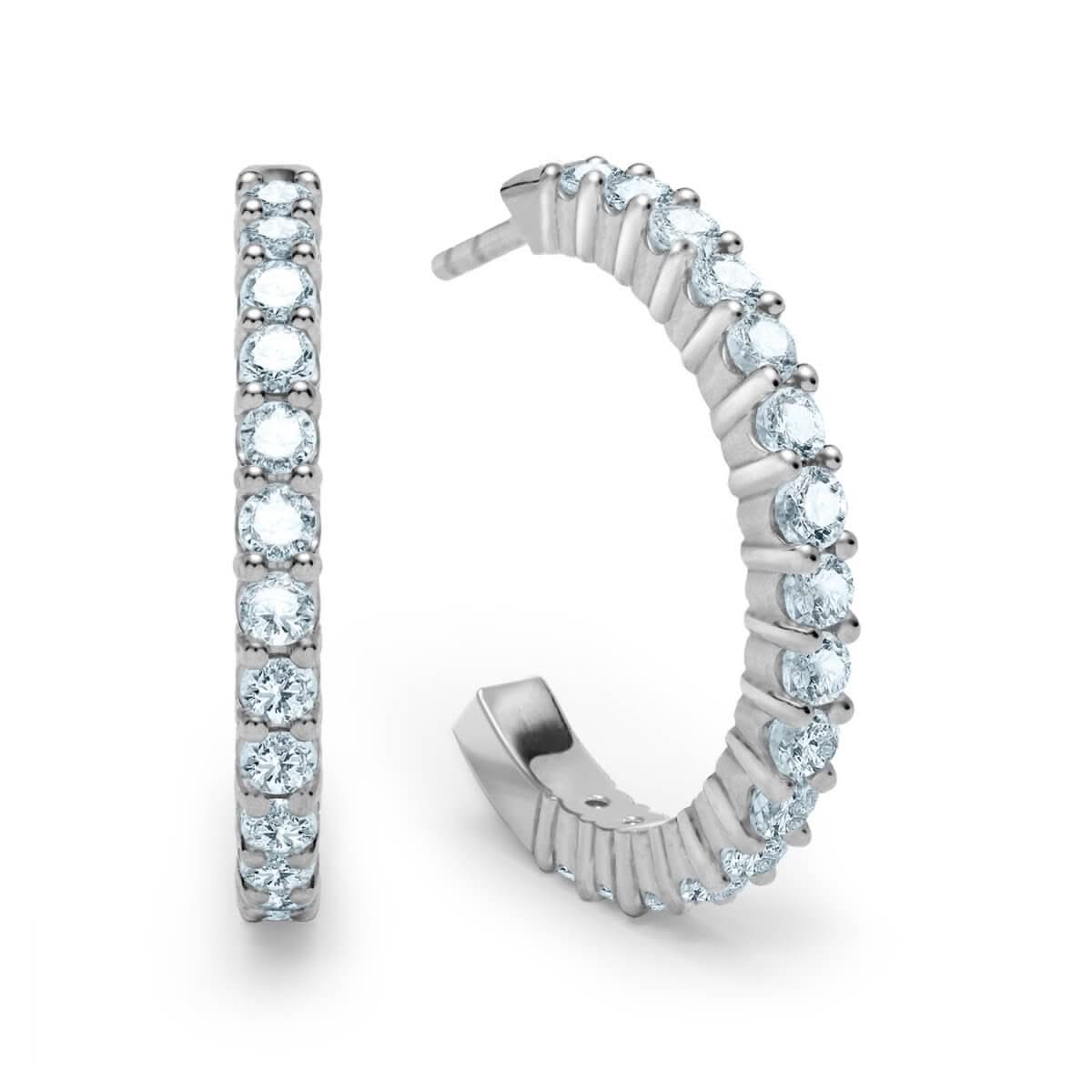 Rosecliff Aquamarine Hoop Earrings in 14k Gold (March)