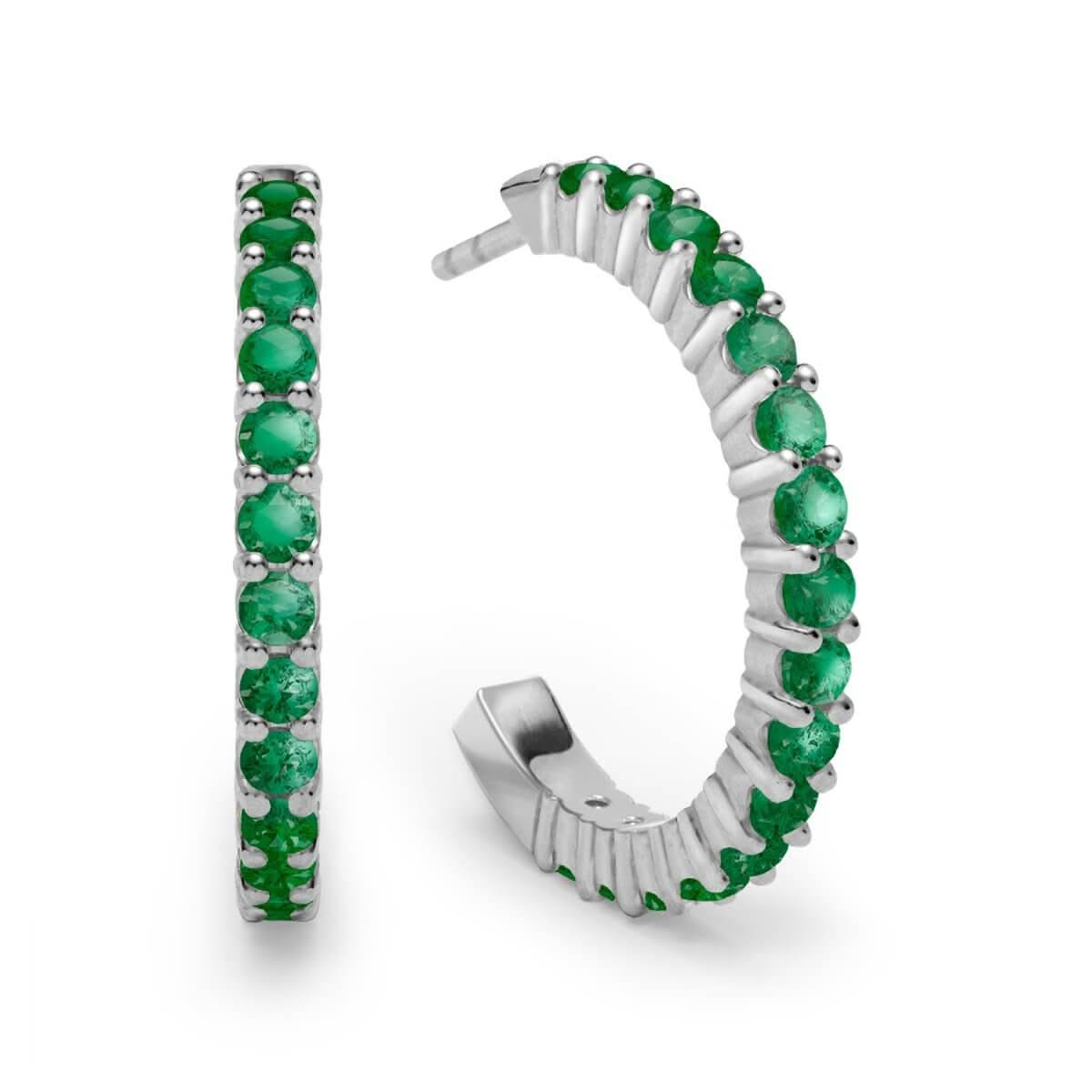 Rosecliff Emerald Hoop Earrings in 14k Gold (May)