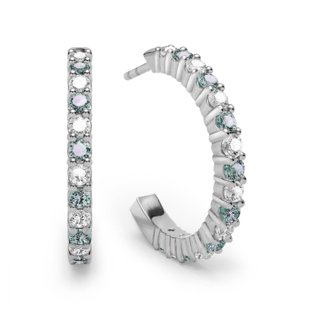 Rosecliff Diamond & Alexandrite Hoop Earrings in 14k Gold (June)