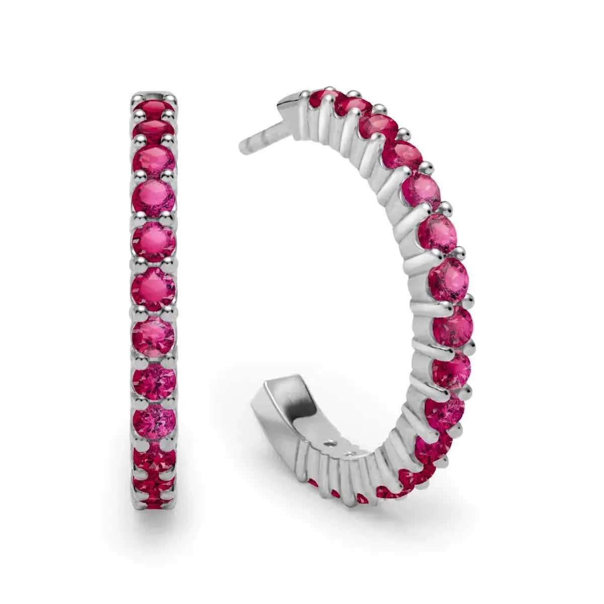 Rosecliff Ruby Hoop Earrings in 14k Gold (July)