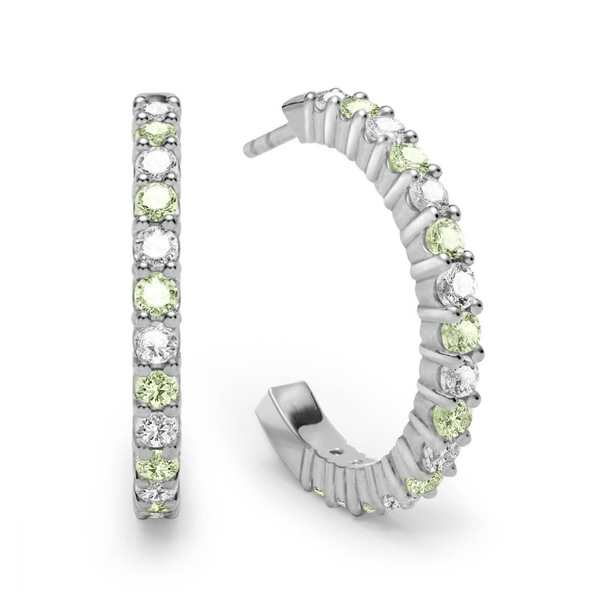 Rosecliff Diamond & Peridot Hoop Earrings in 14k Gold (August)
