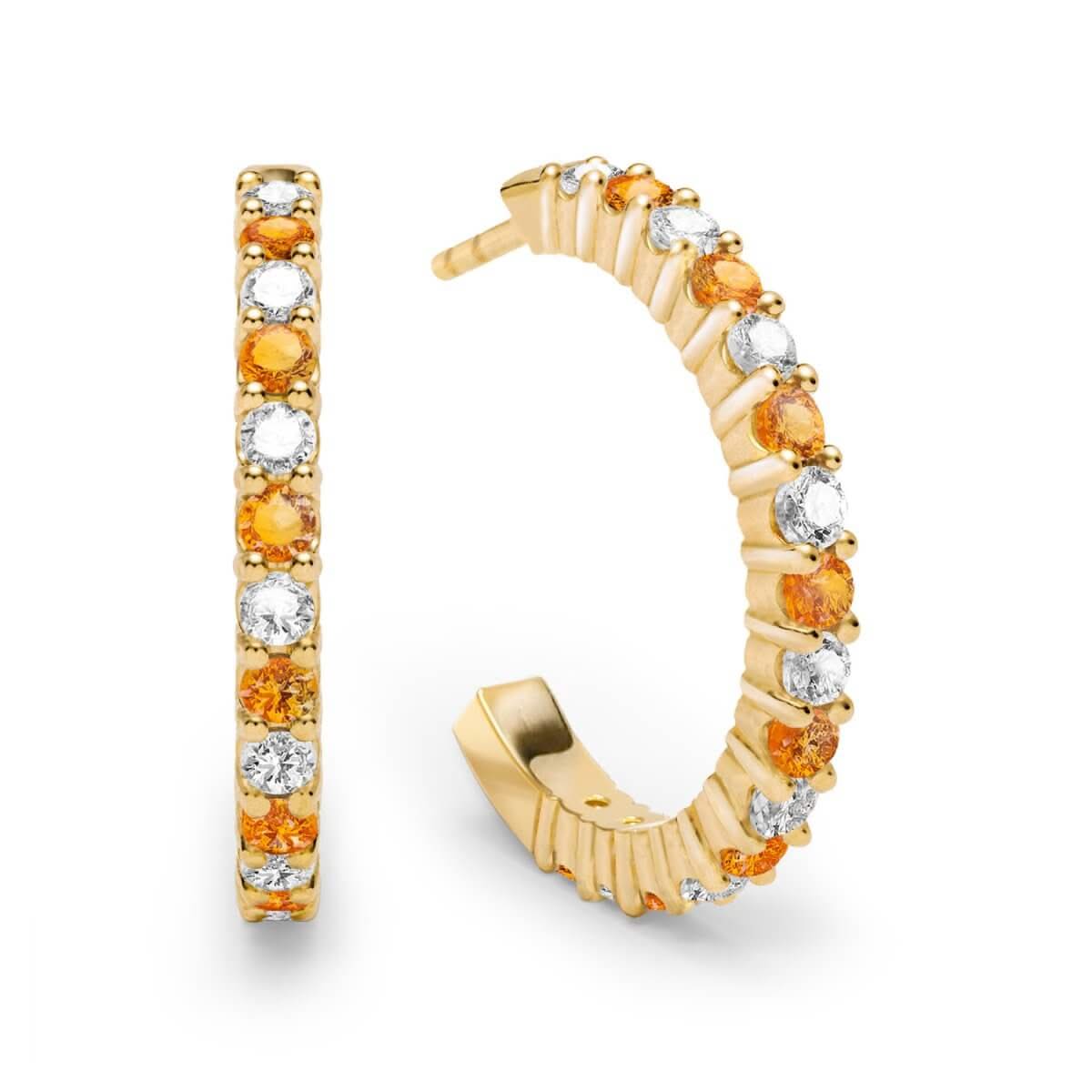 Rosecliff Diamond & Citrine Hoop Earrings in 14k Gold (November)