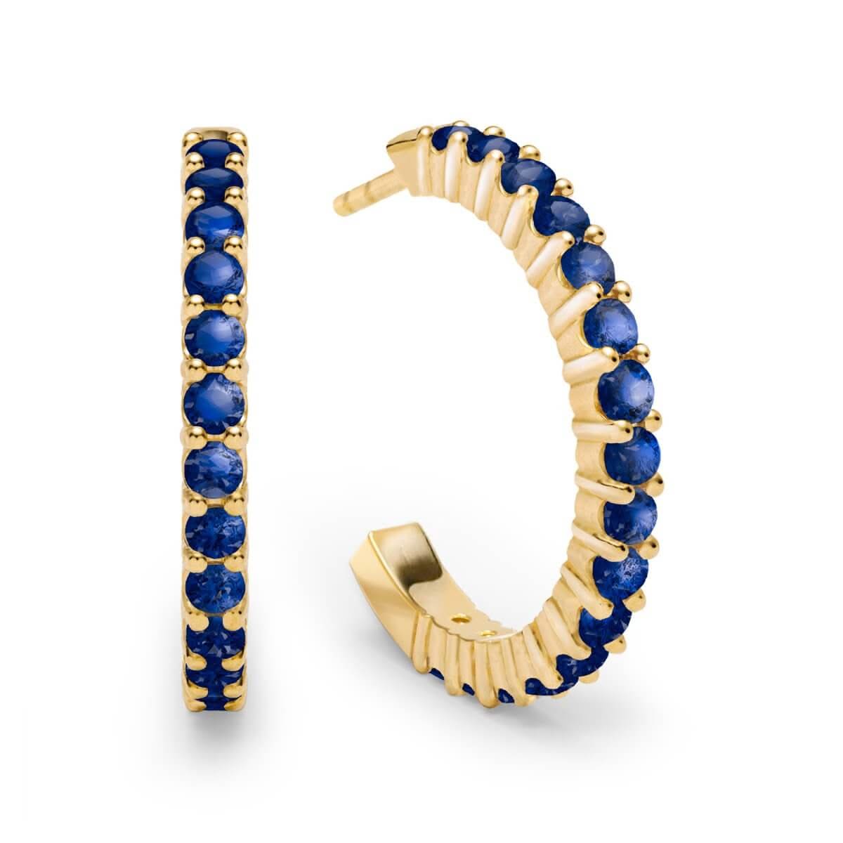 Rosecliff Sapphire Hoop Earrings in 14k Gold (September)