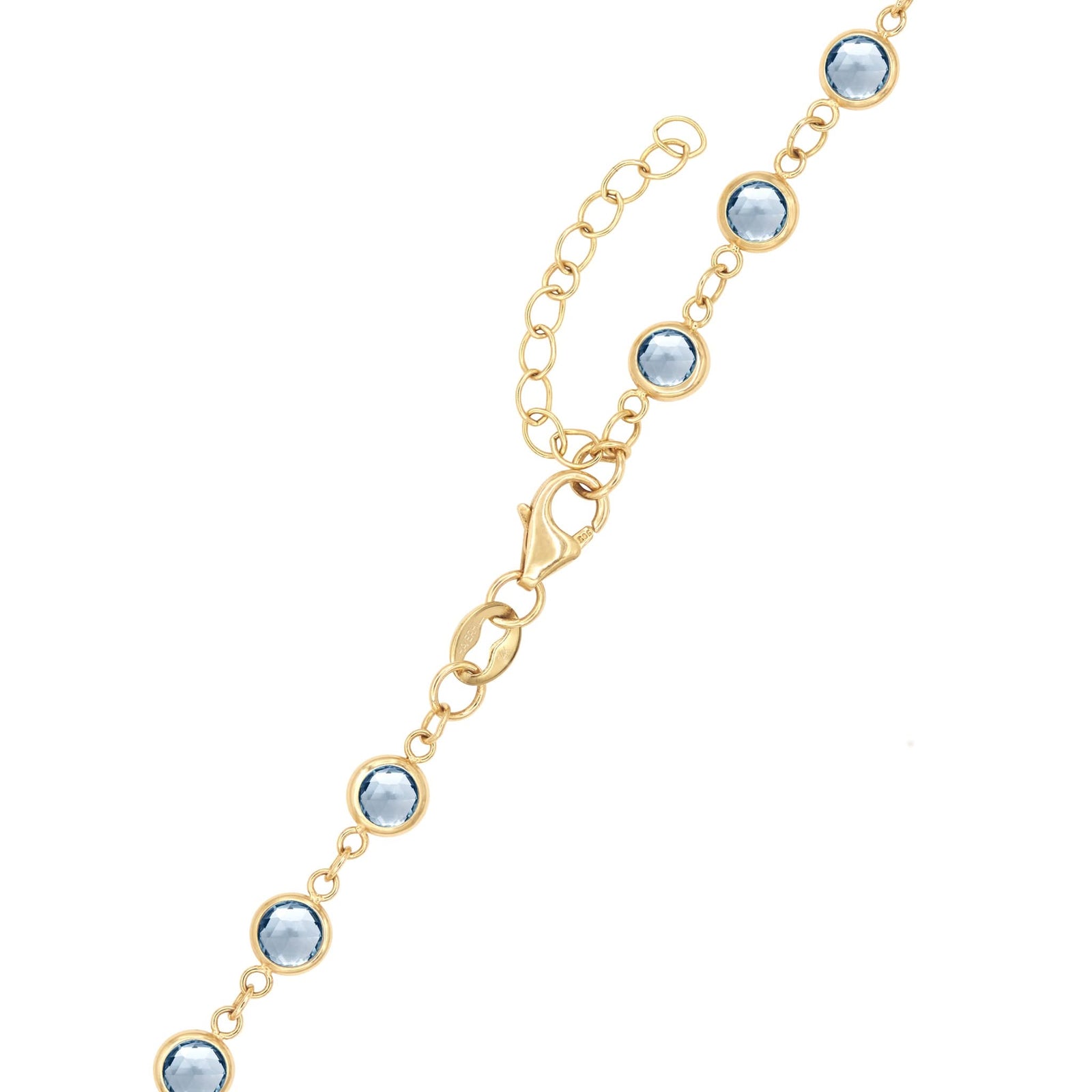 Rosecliff Diamond Small Circle & Newport Aquamarine Necklace in 14k Gold (March)