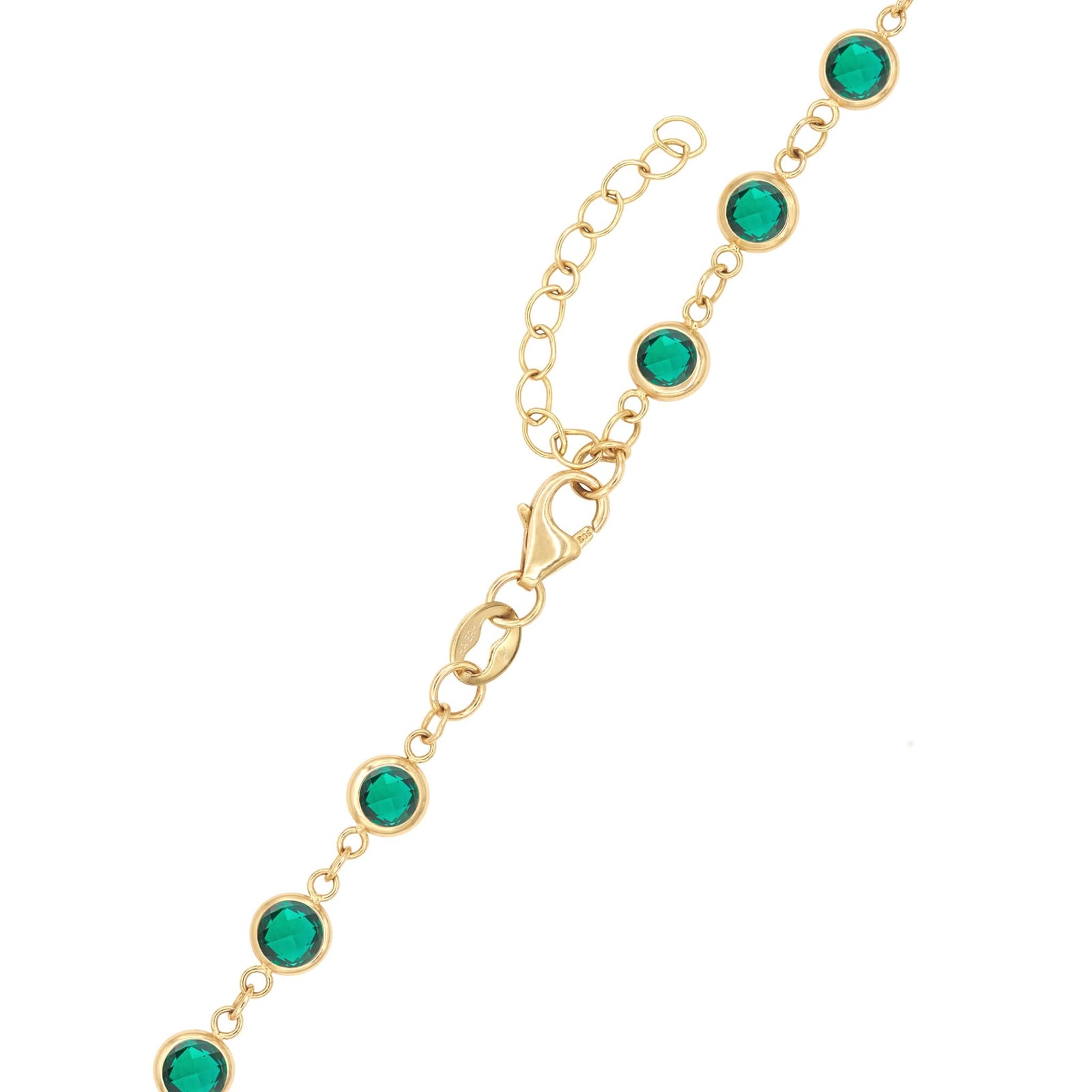 Rosecliff Diamond Small Circle & Newport Emerald Necklace in 14k Gold (May)