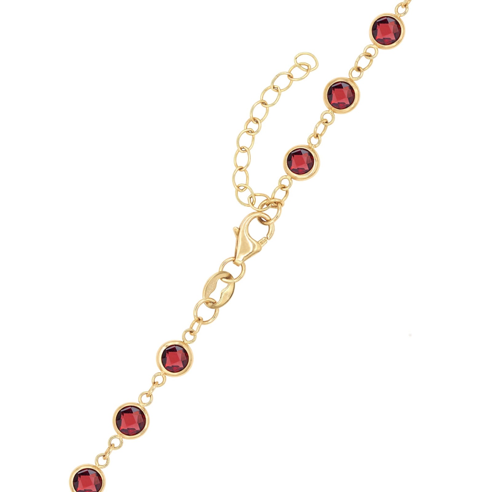 Rosecliff Diamond Small Circle & Newport Garnet Necklace in 14k Gold (January)