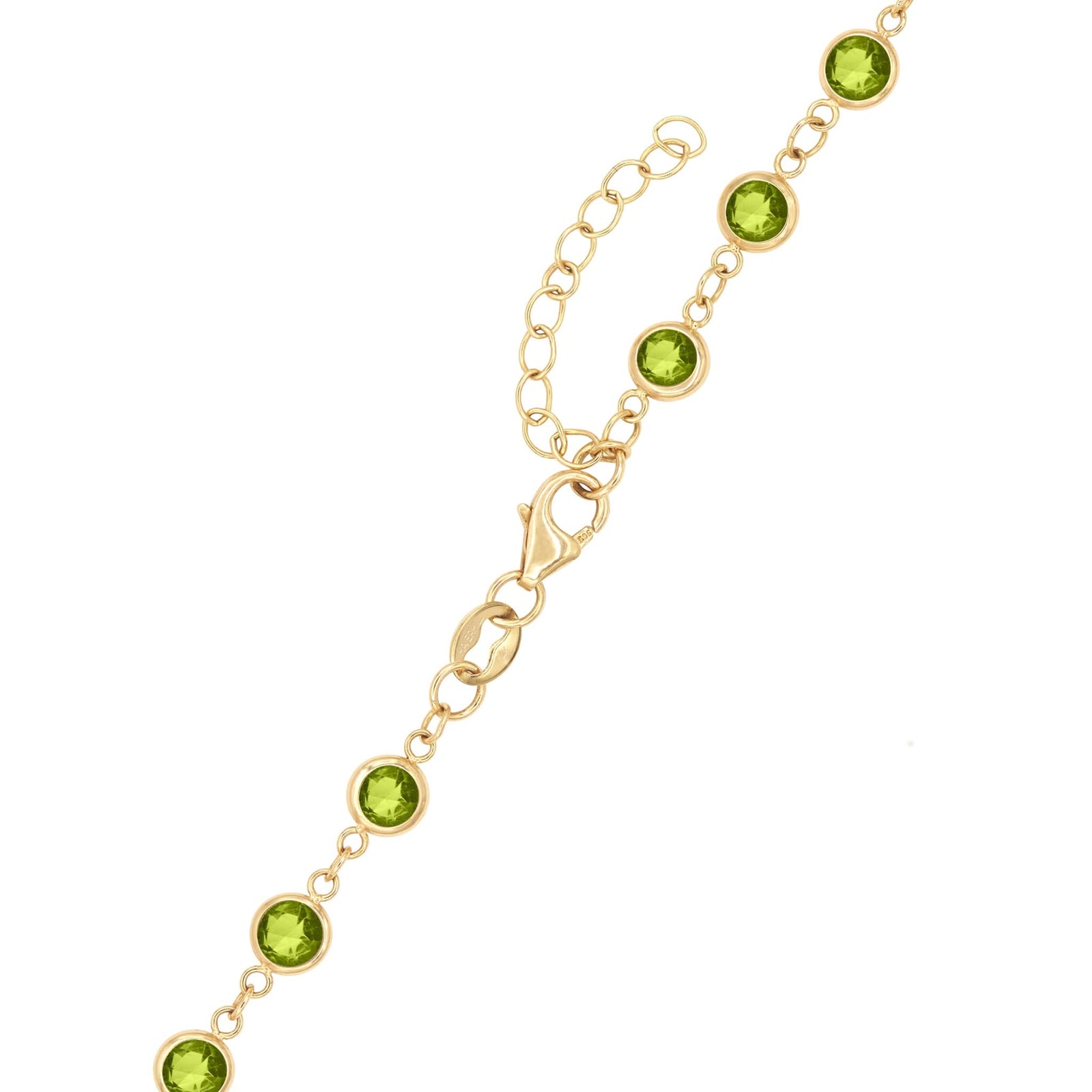 Rosecliff Diamond Small Circle & Newport Peridot Necklace in 14k Gold (August)