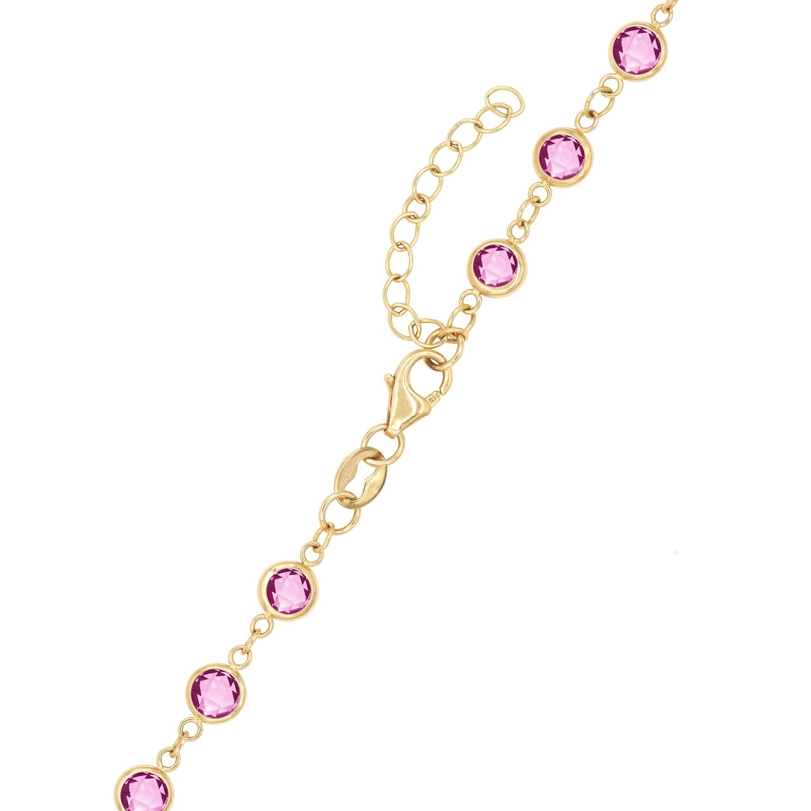 Rosecliff Diamond Small Circle & Newport Pink Sapphire Necklace in 14k Gold (October)