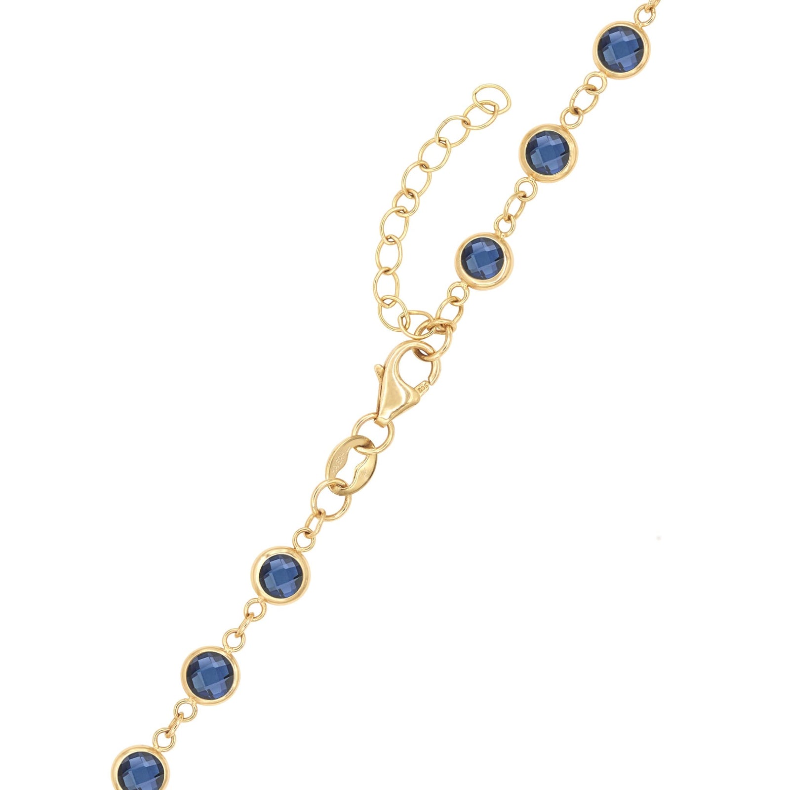 Rosecliff Diamond Small Circle & Newport Sapphire Necklace in 14k Gold (September)