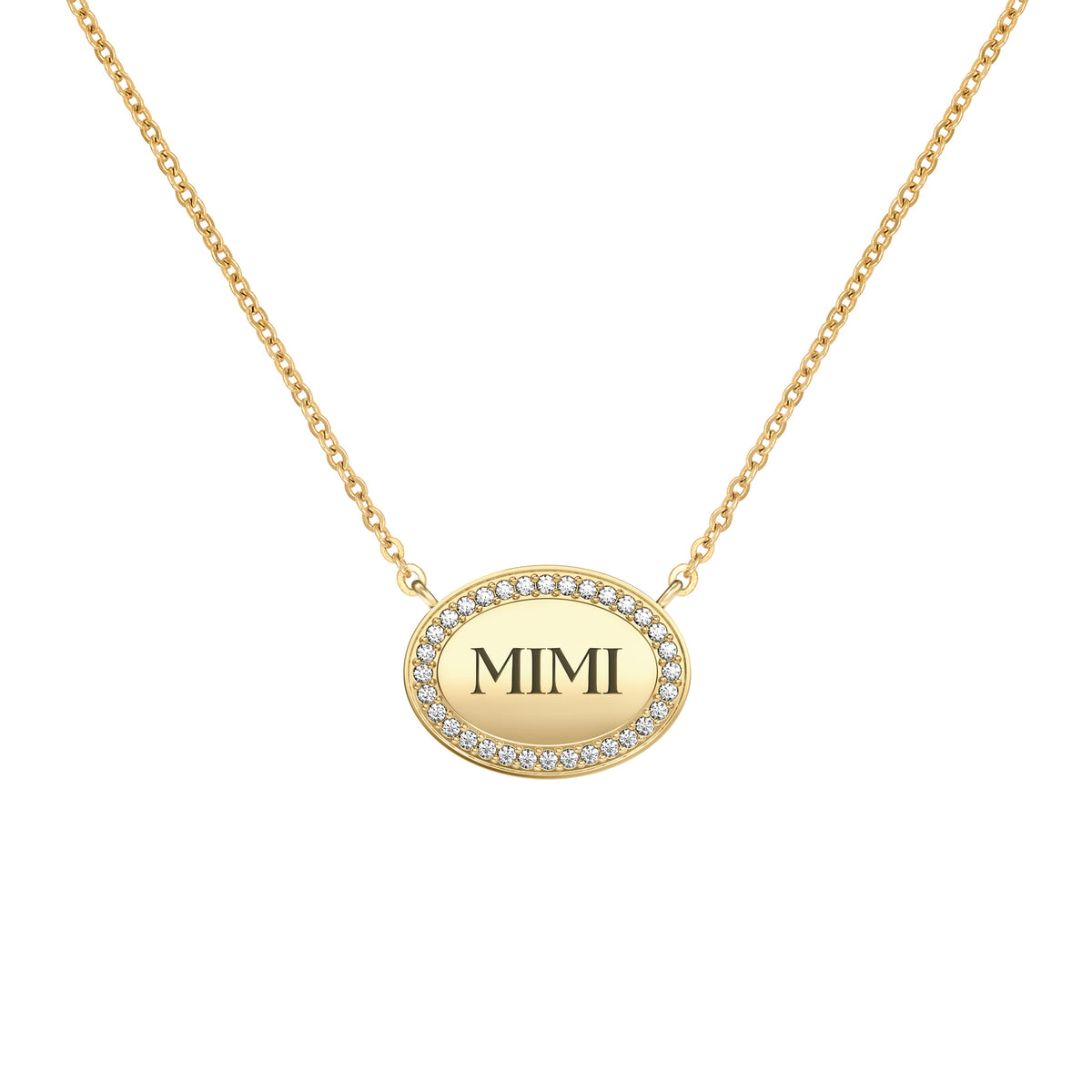 Mimi Pavé Oval Necklace in 14k Gold