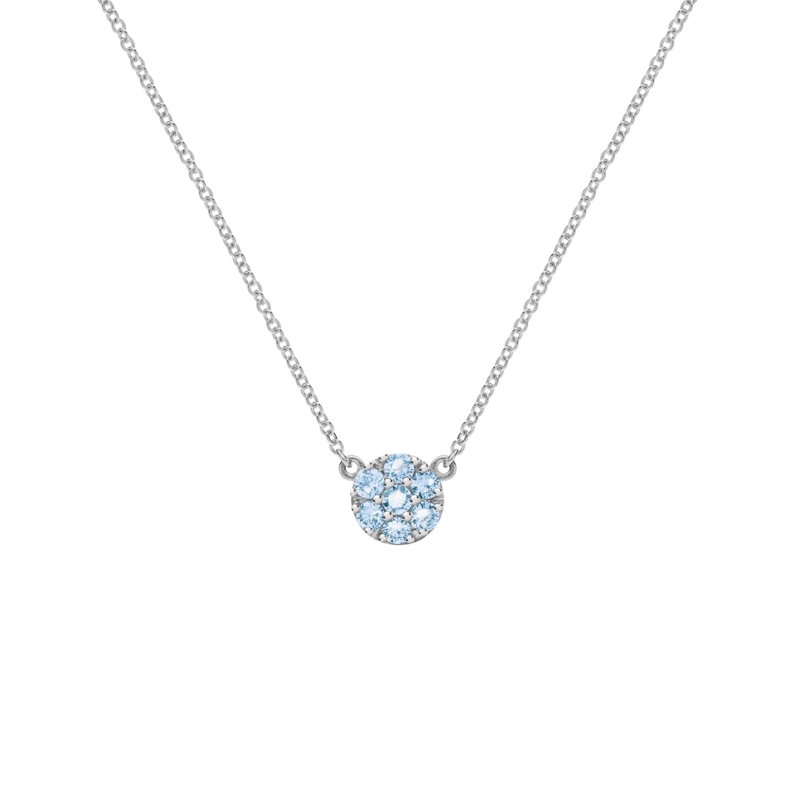 Rosecliff Nantucket Blue Topaz Mini Necklace in Solid 14k Gold (December)