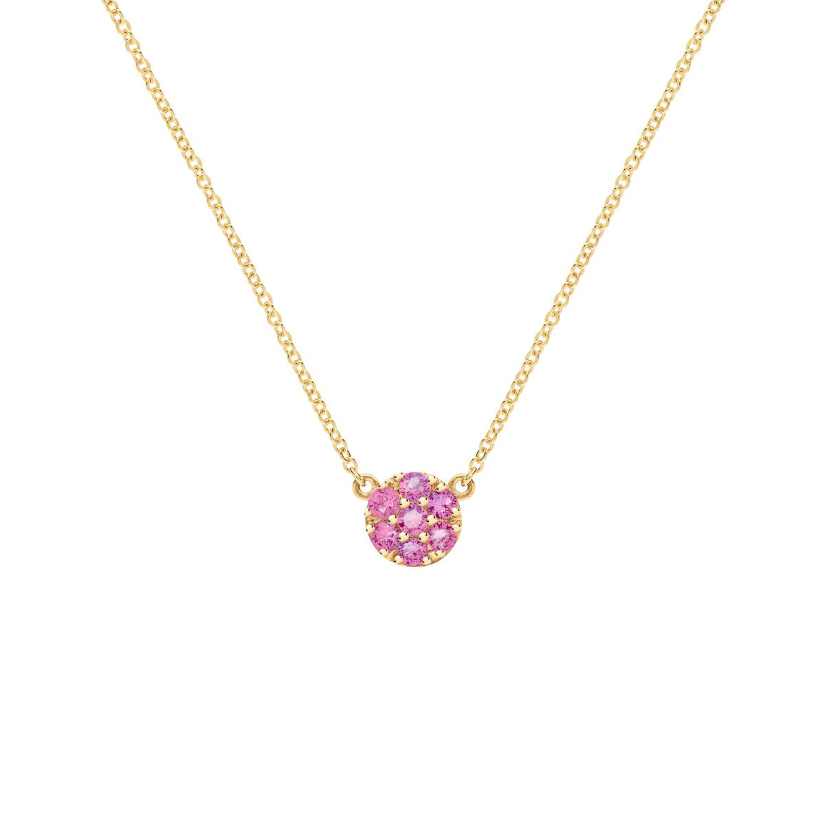 Rosecliff Pink Sapphire Mini Necklace in Solid 14k Gold (October)