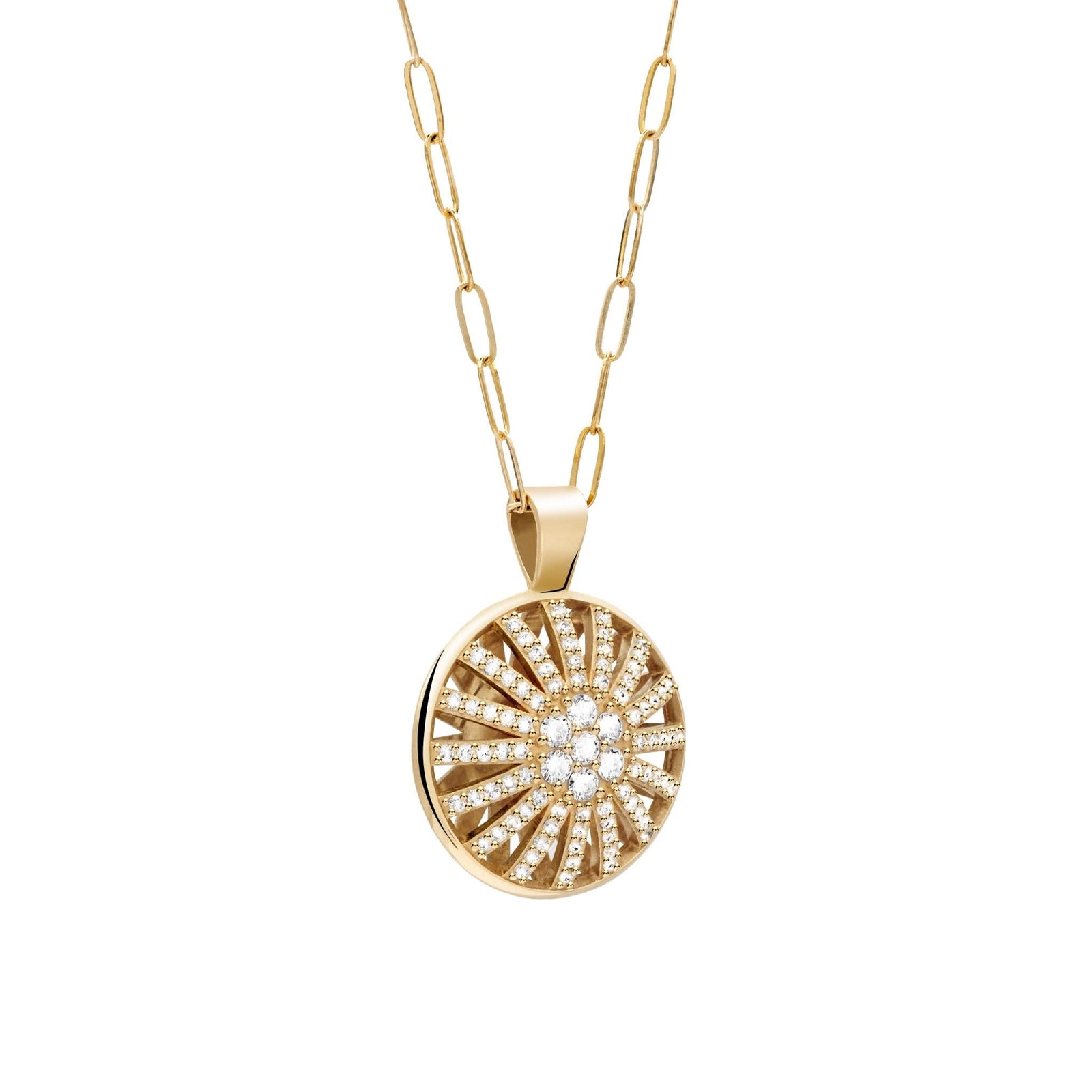 Palmer Diamond Dome Pendant in Solid 14k Gold