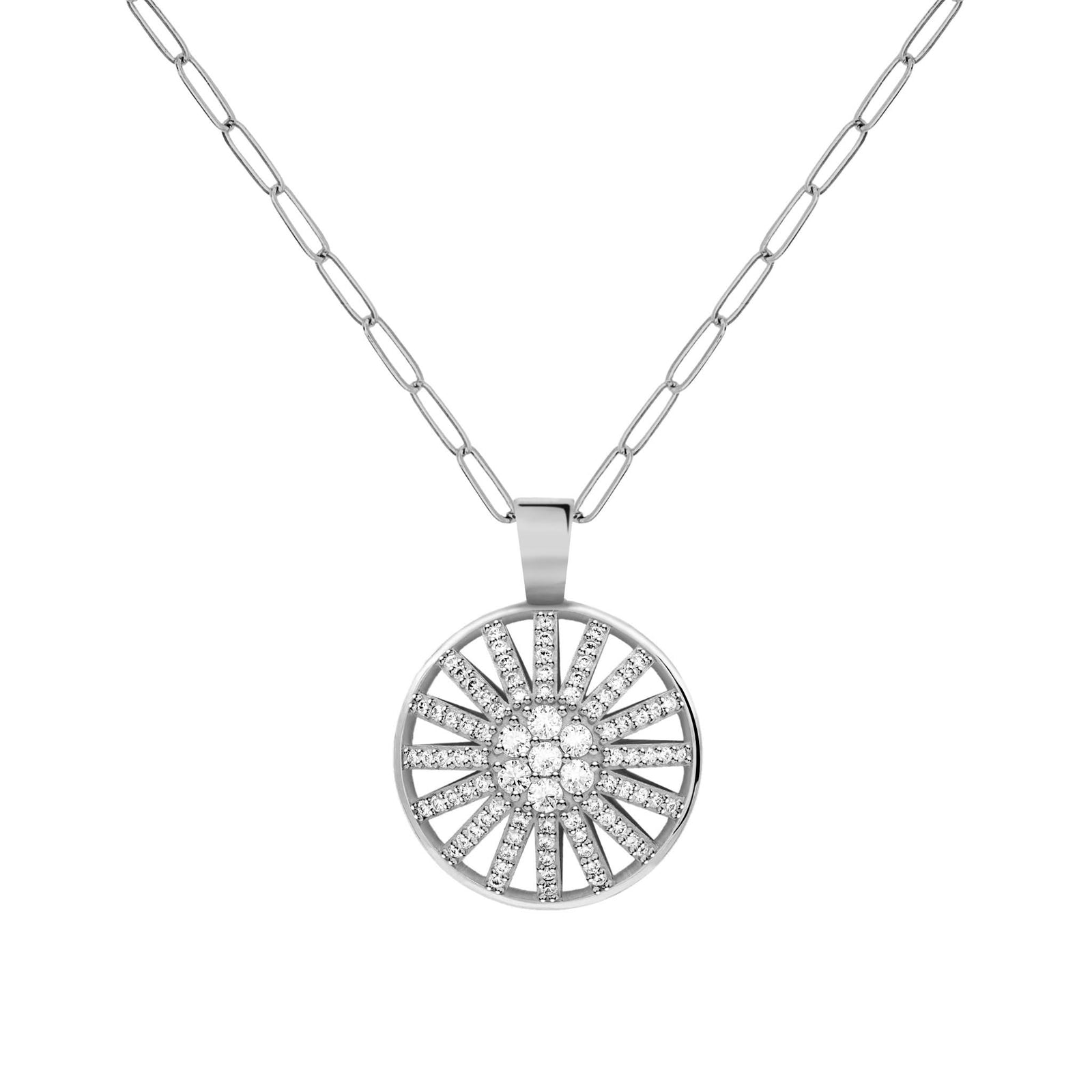 Palmer Diamond Dome Pendant with Adelaide Mini Chain in Solid 14k Gold