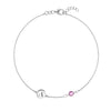 Personalized 1 Letter & 1 Classic Pink Sapphire Bracelet in 14k Gold (October)