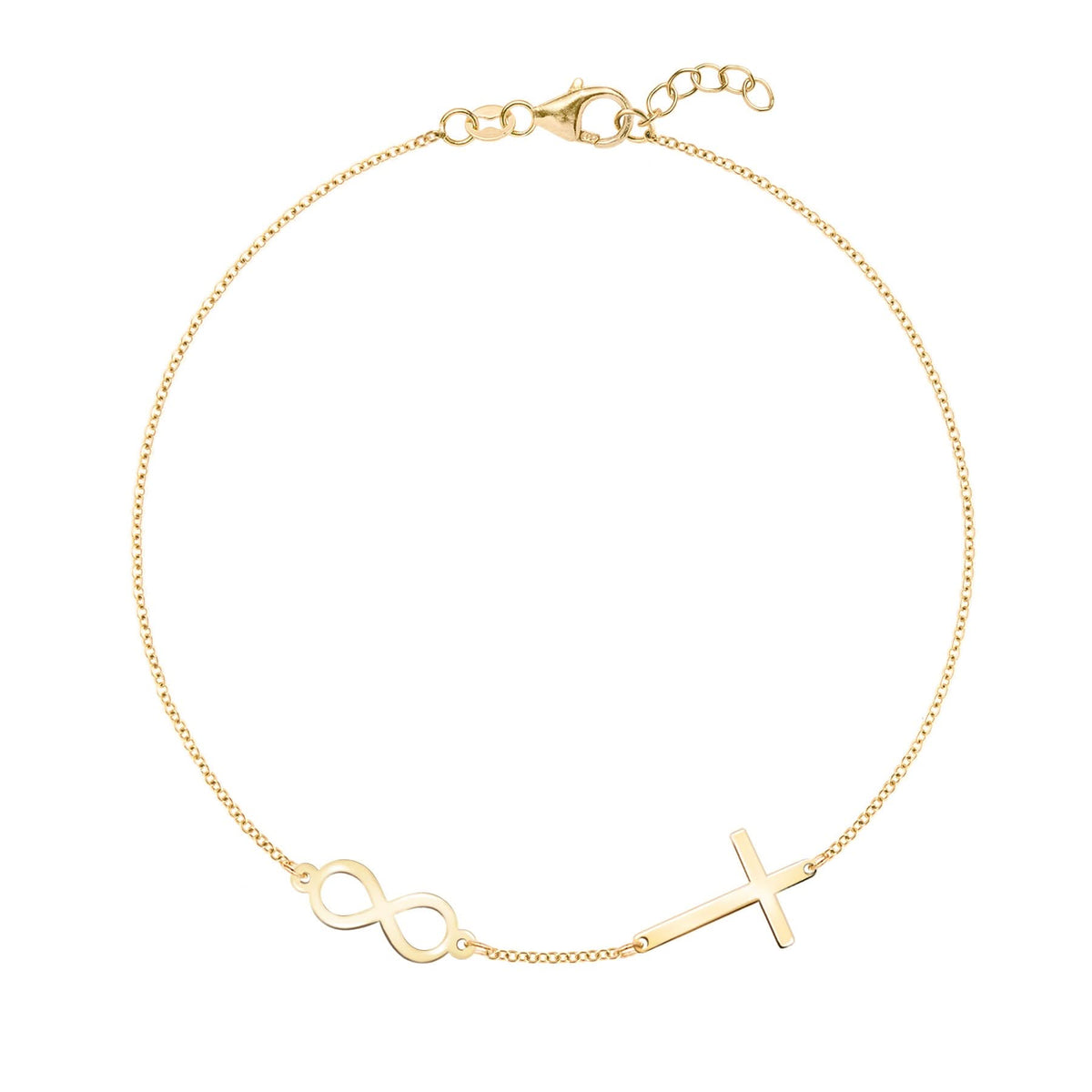 Infinity & Cross Bracelet in 14k Gold