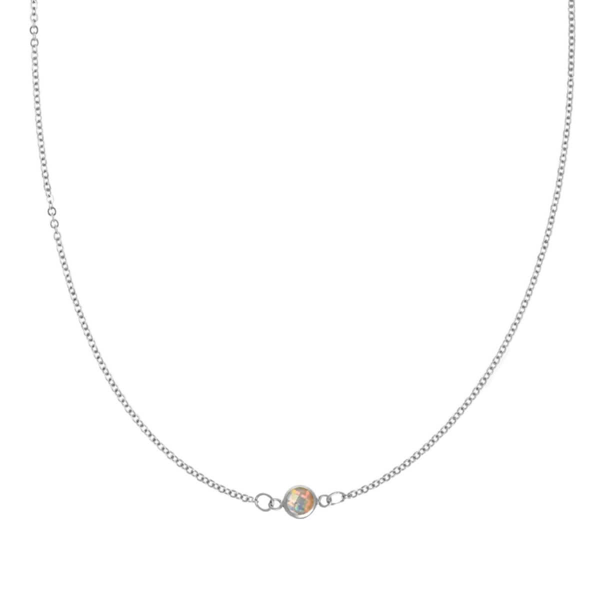 Petite 1 Opal Necklace in 14k Gold (October)