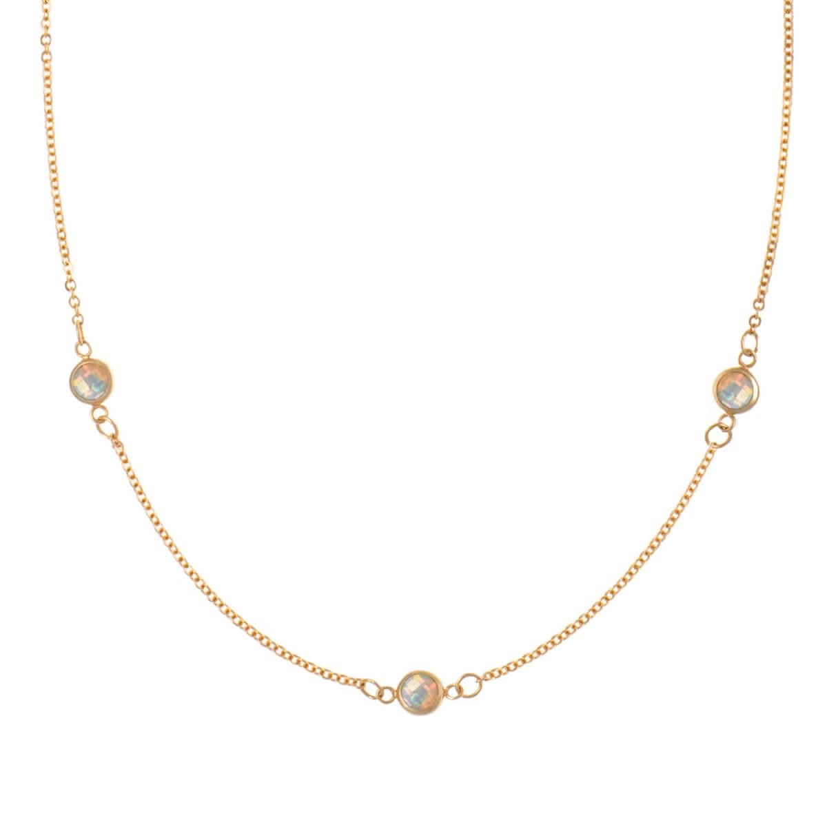 Bayberry 3 Opal Necklace in 14k Gold (October)