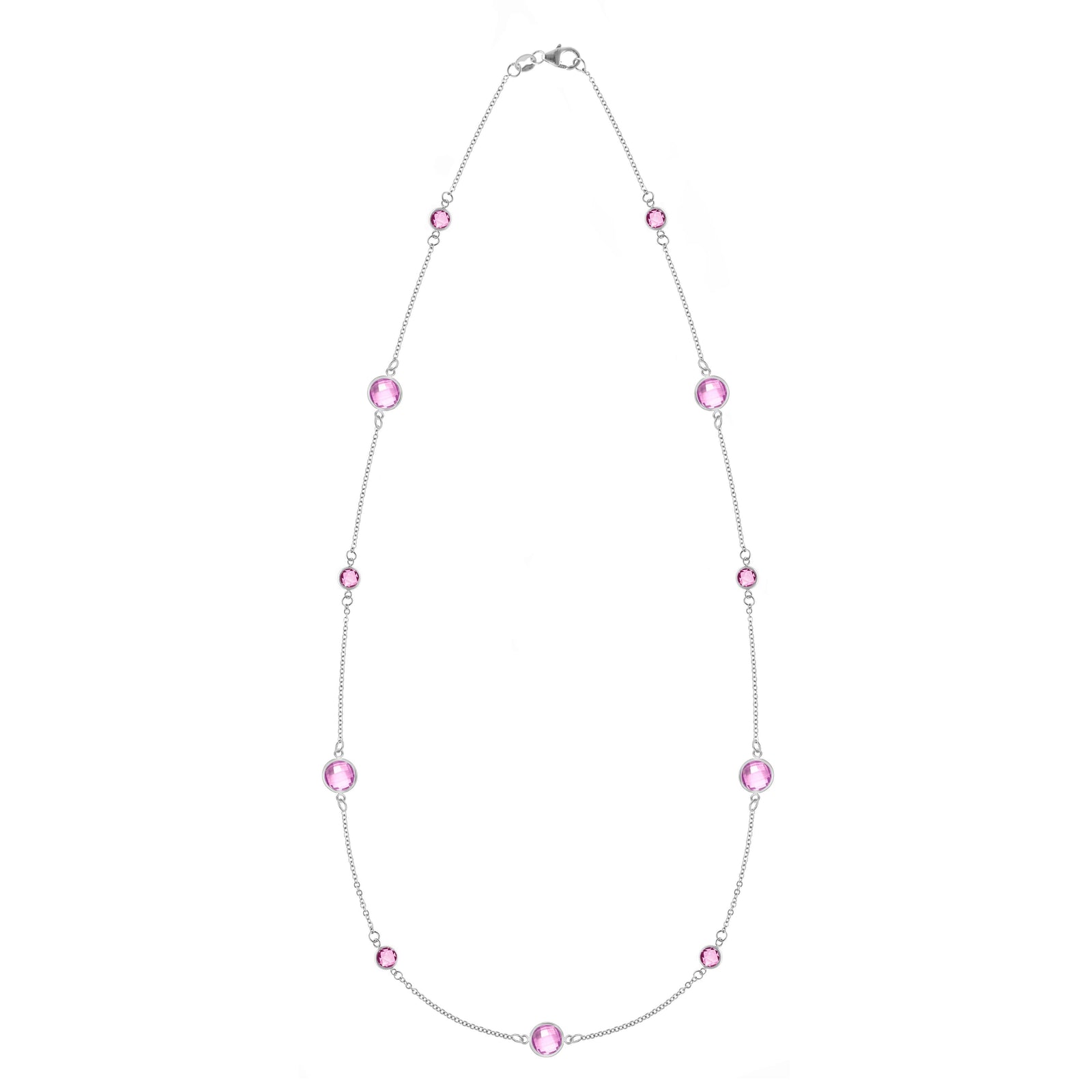 Bayberry Grand & Petite 11 Pink Sapphire Necklace in 14k Gold (October)