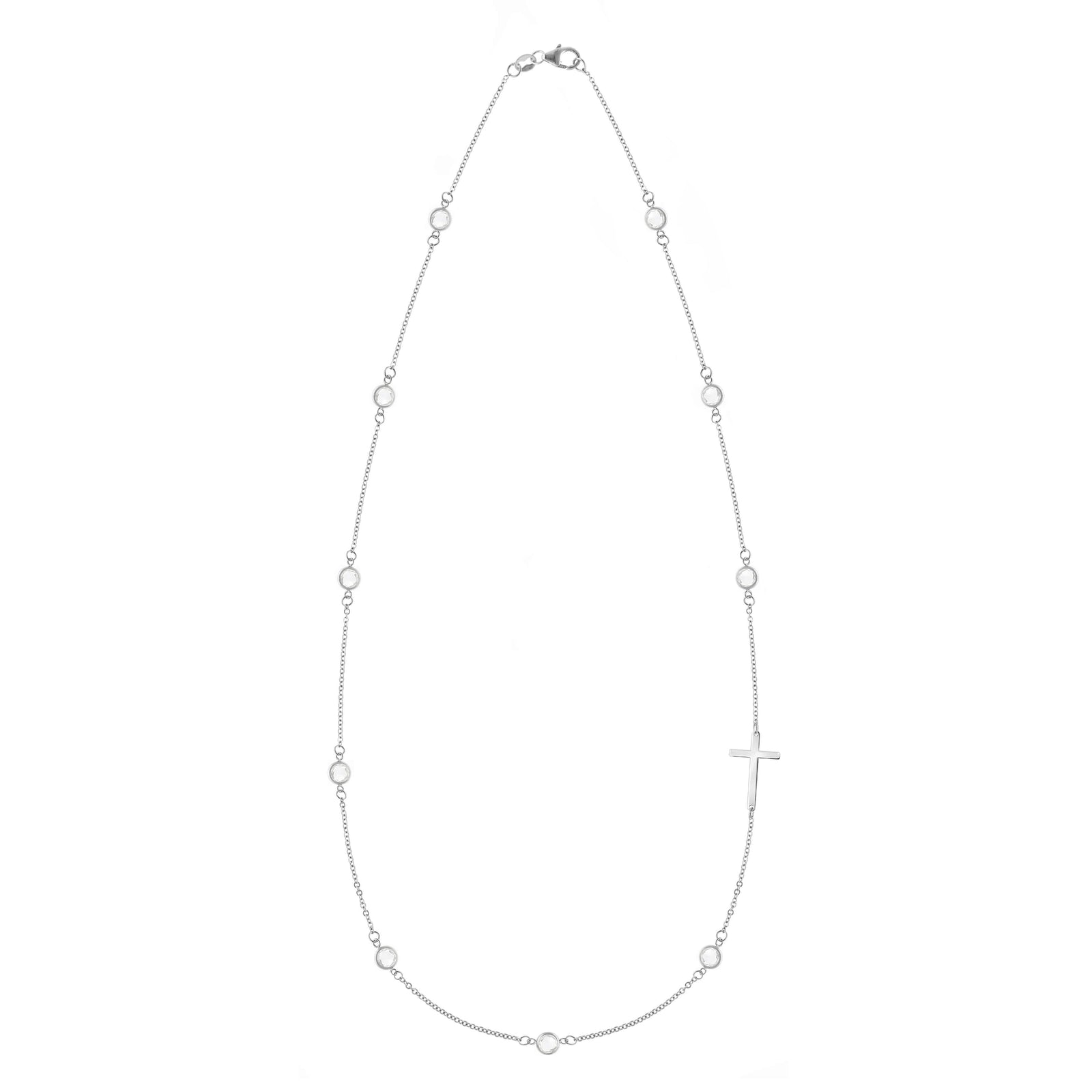 Bayberry Birthstone Cross Necklace in 14k Gold