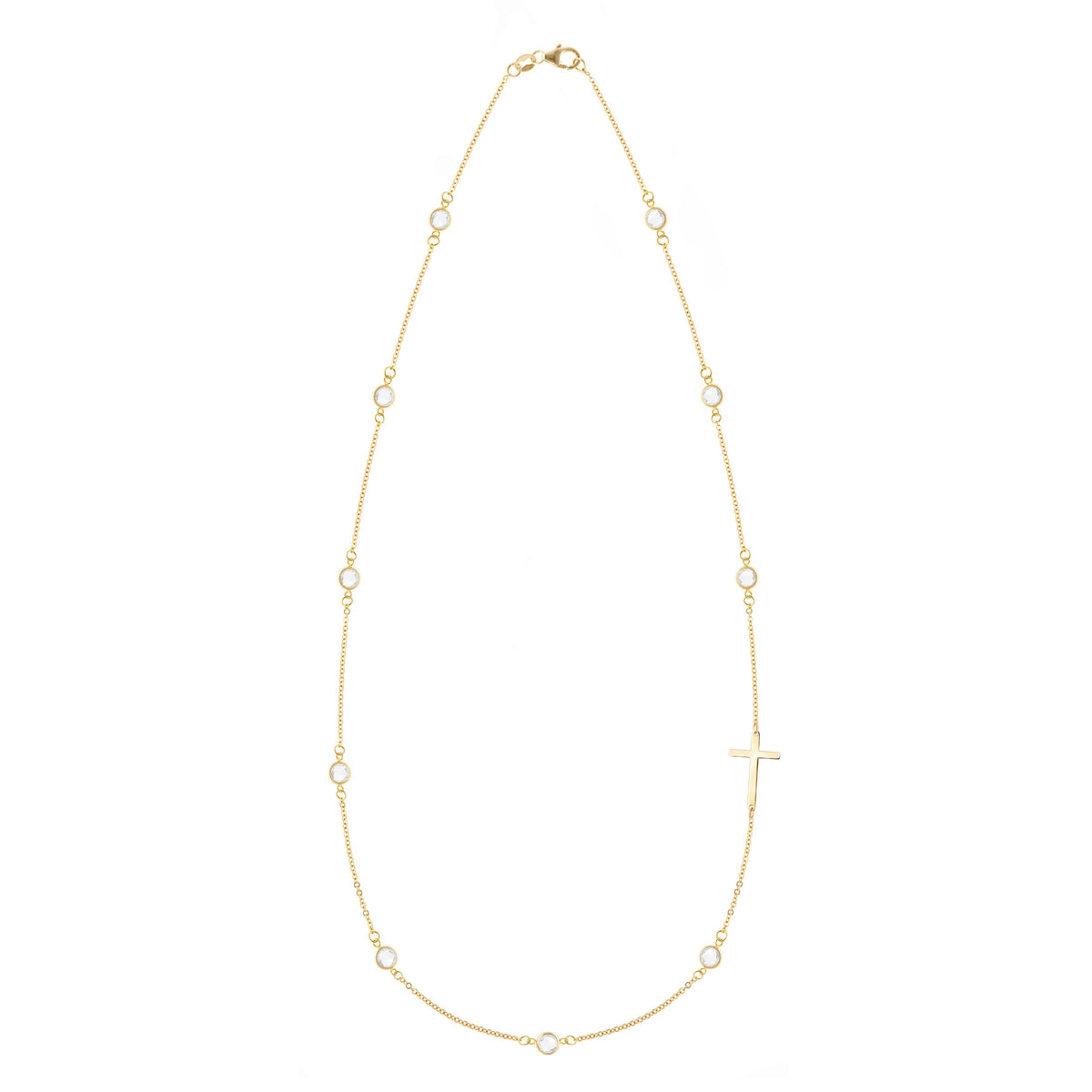 Bayberry Birthstone Cross Necklace in 14k Gold