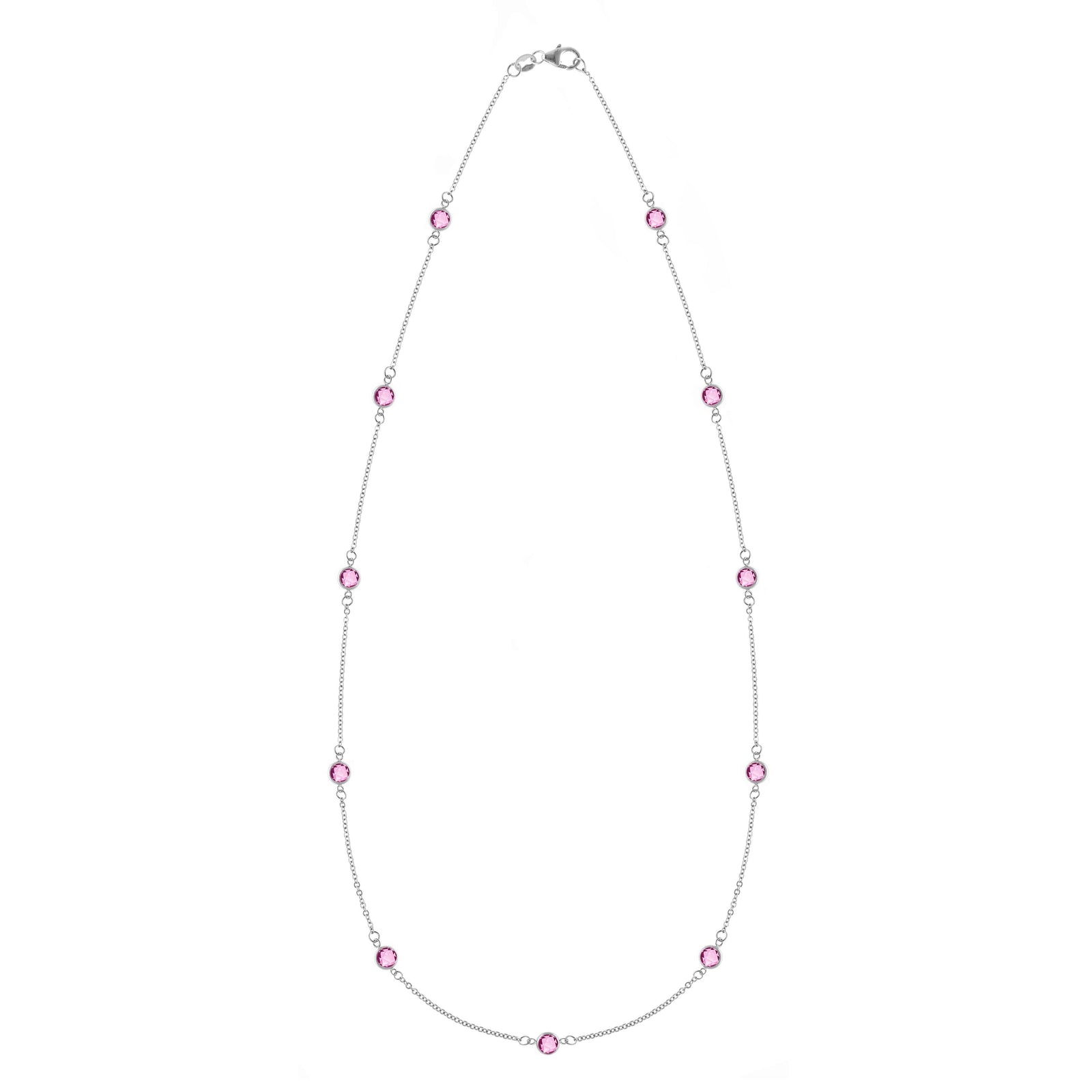 Bayberry 11 Pink Sapphire Necklace in 14k Gold (October)